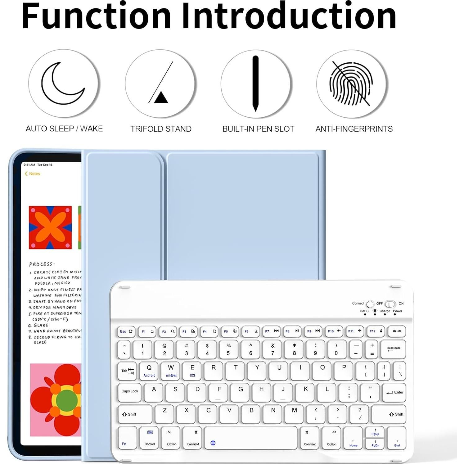 Funda con Teclado Inalámbrico KenKe para iPad 11/10ª Gen Azul