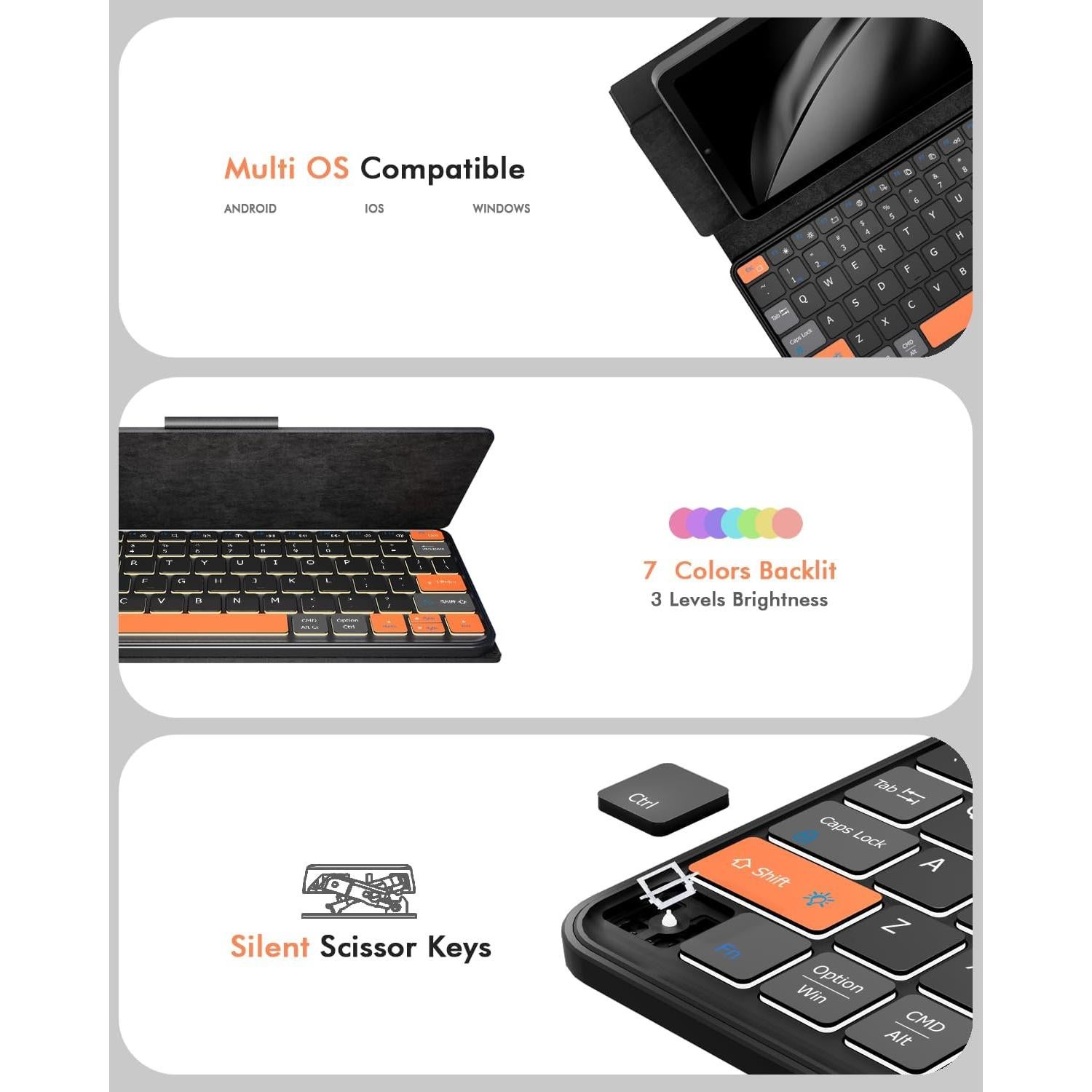 Teclado Inalámbrico Bluetooth Doohoeek con Retroiluminación 7 Colores