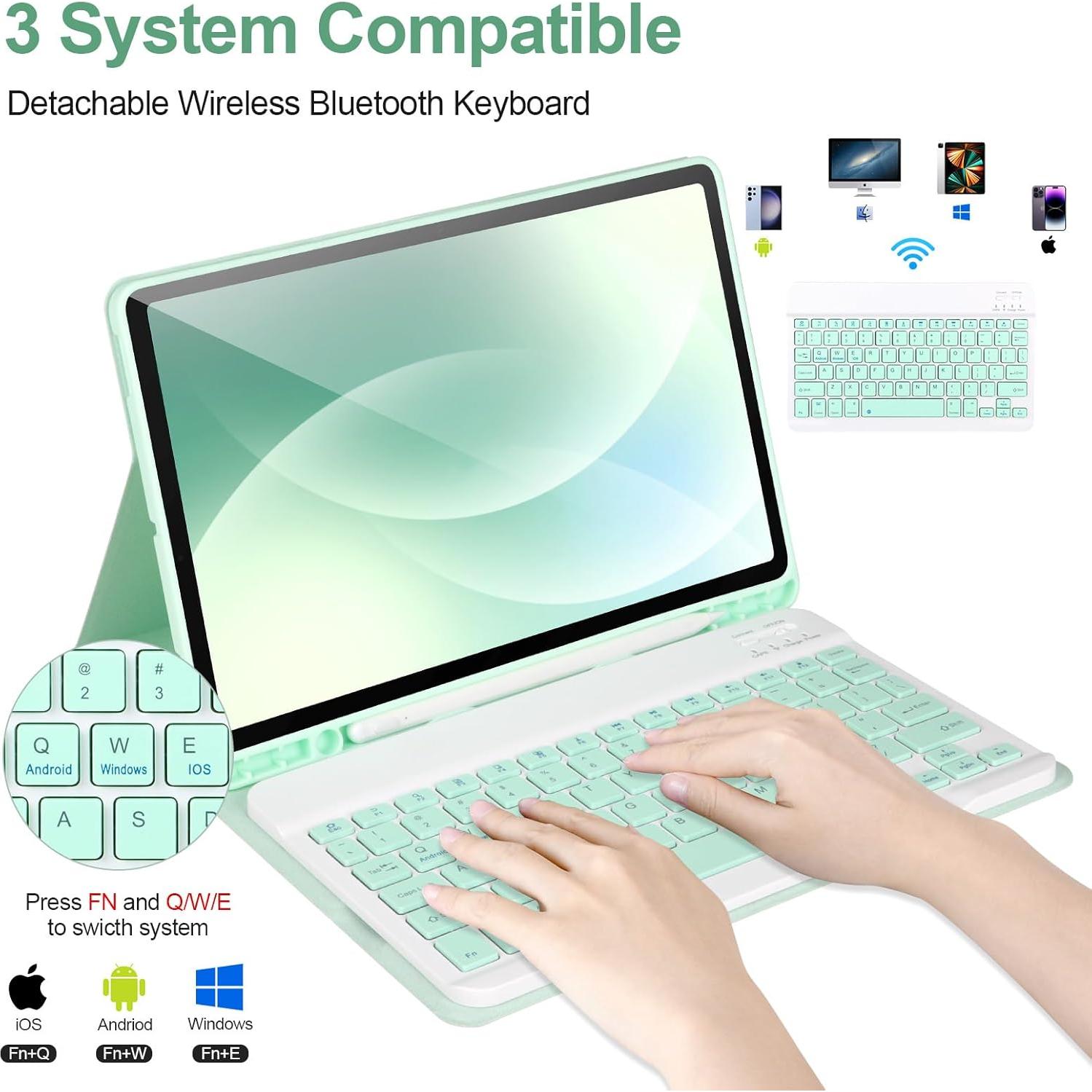 Funda con Teclado Bluetooth Samsung Galaxy Tab S9 FE 10.9" Verde