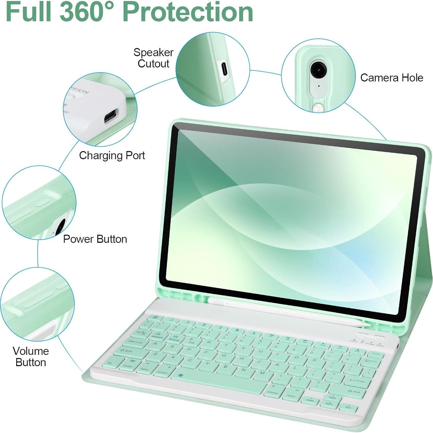 Funda con Teclado Bluetooth Samsung Galaxy Tab S9 FE 10.9" Verde