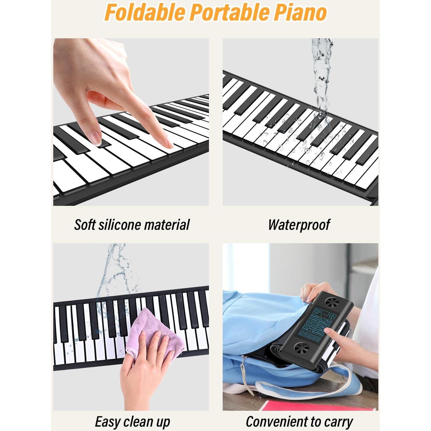 Piano Portátil KONIX PS61B de 61 Teclas con Bluetooth y MIDI