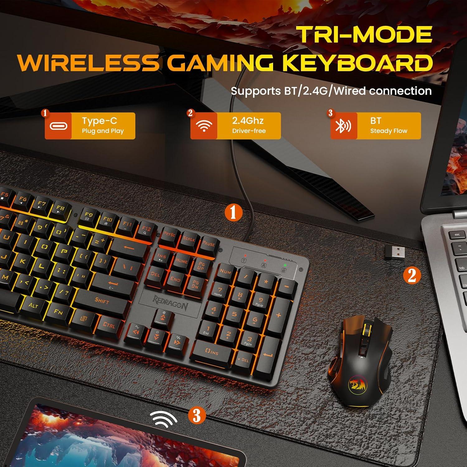 Teclado Gaming Inalámbrico Redragon K521KS RGB 4000mAh