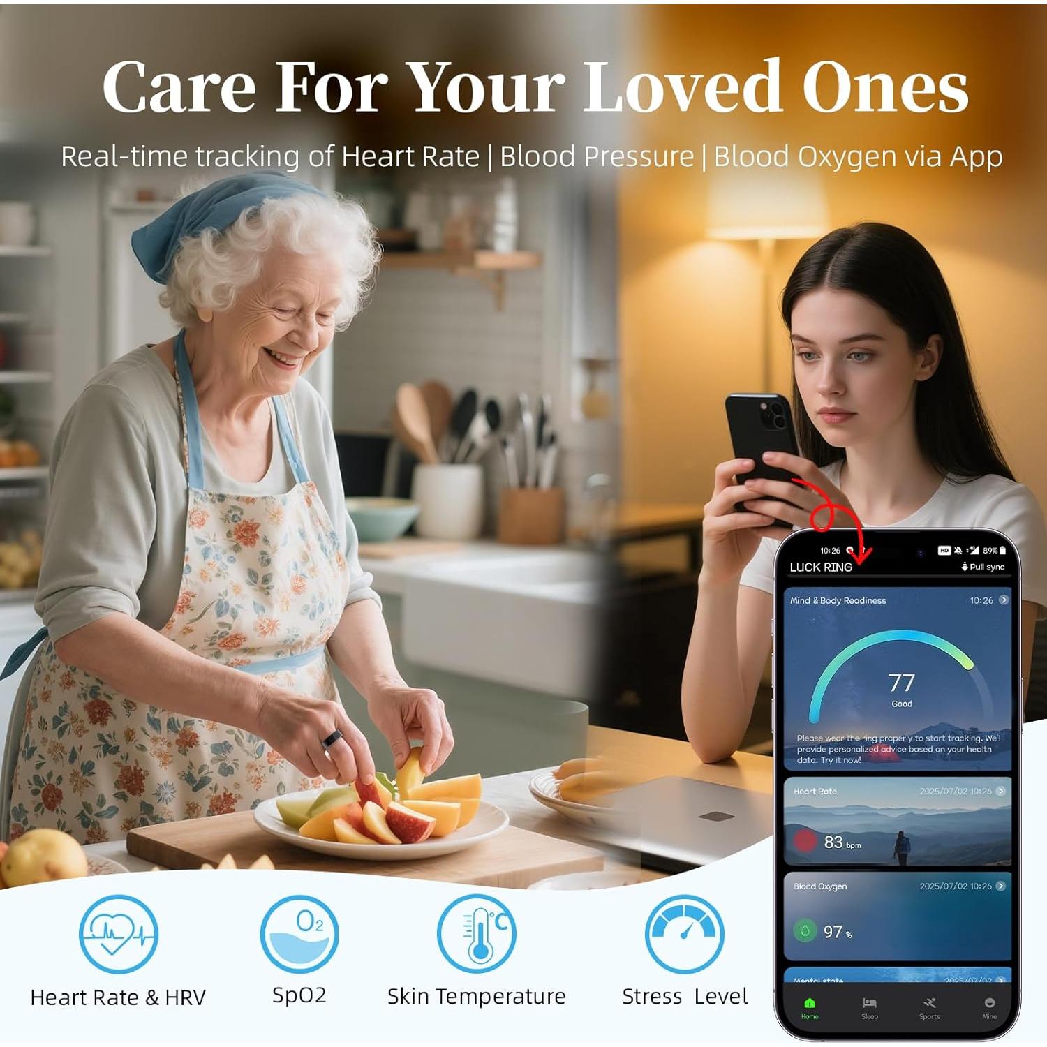 Anillo Inteligente de Fitness SORNBEO - Monitoreo Salud y Sueño