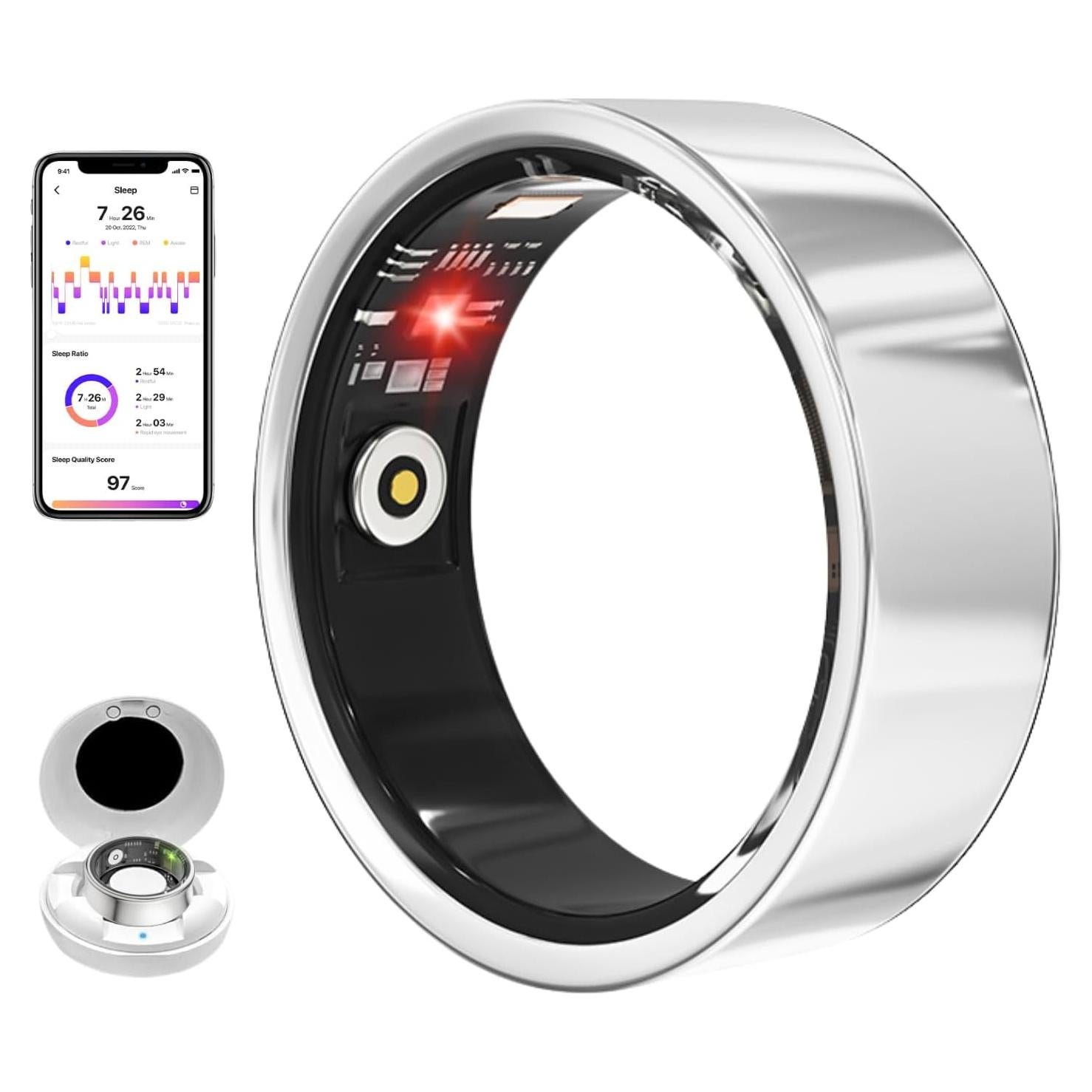 Anillo Inteligente Kalaxy47 SR-2025 Plata 5 Días Batería IP68