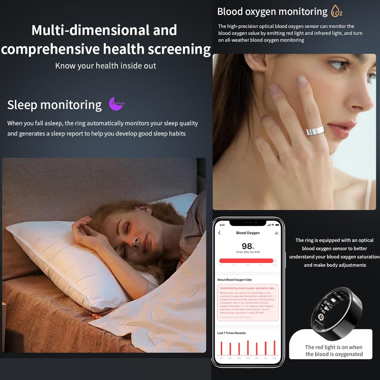 Anillo Inteligente Kalaxy47 SR-2025 Plata 5 Días Batería IP68