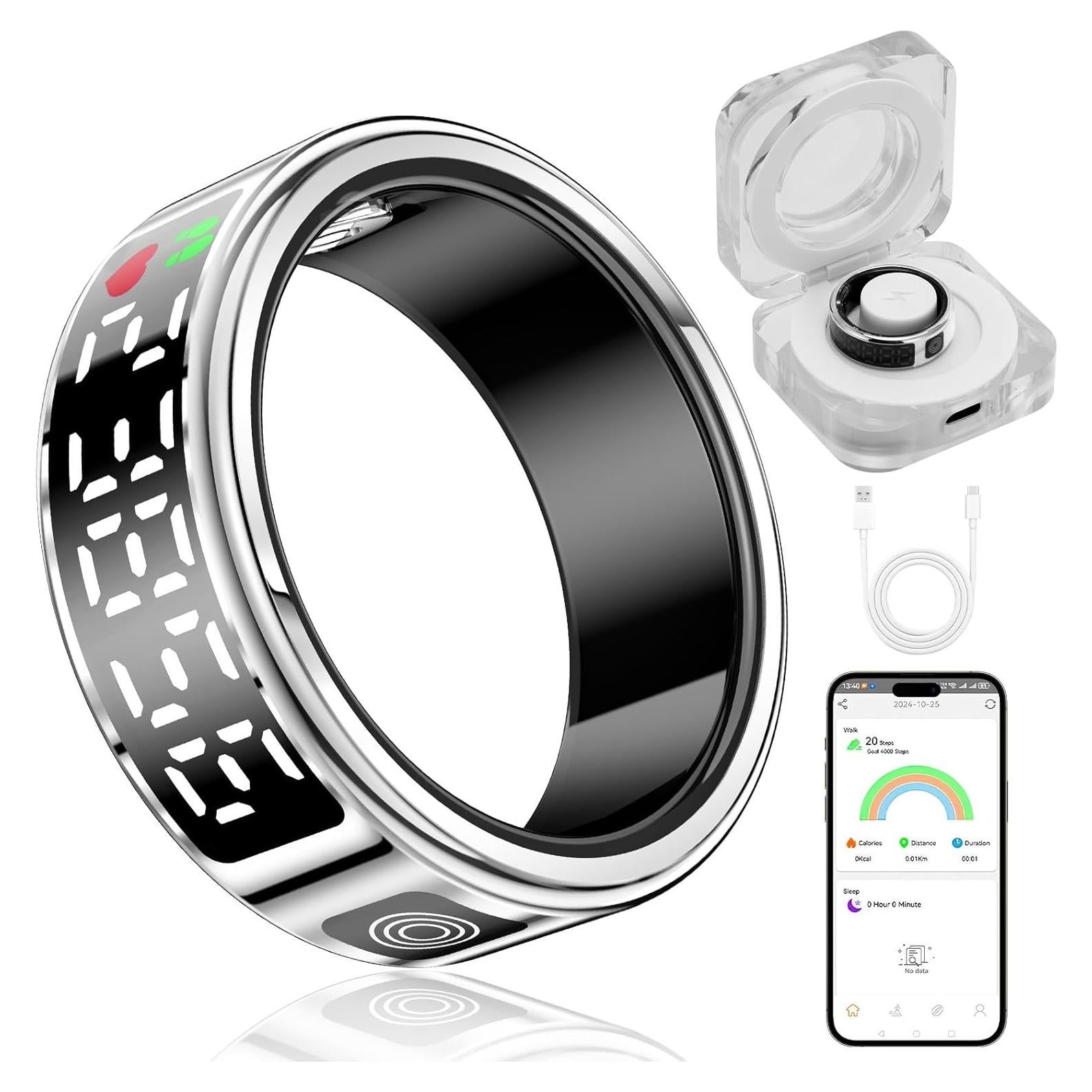 Anillo Inteligente Hugrow SR08 Plata - Monitor de Fitness IP68