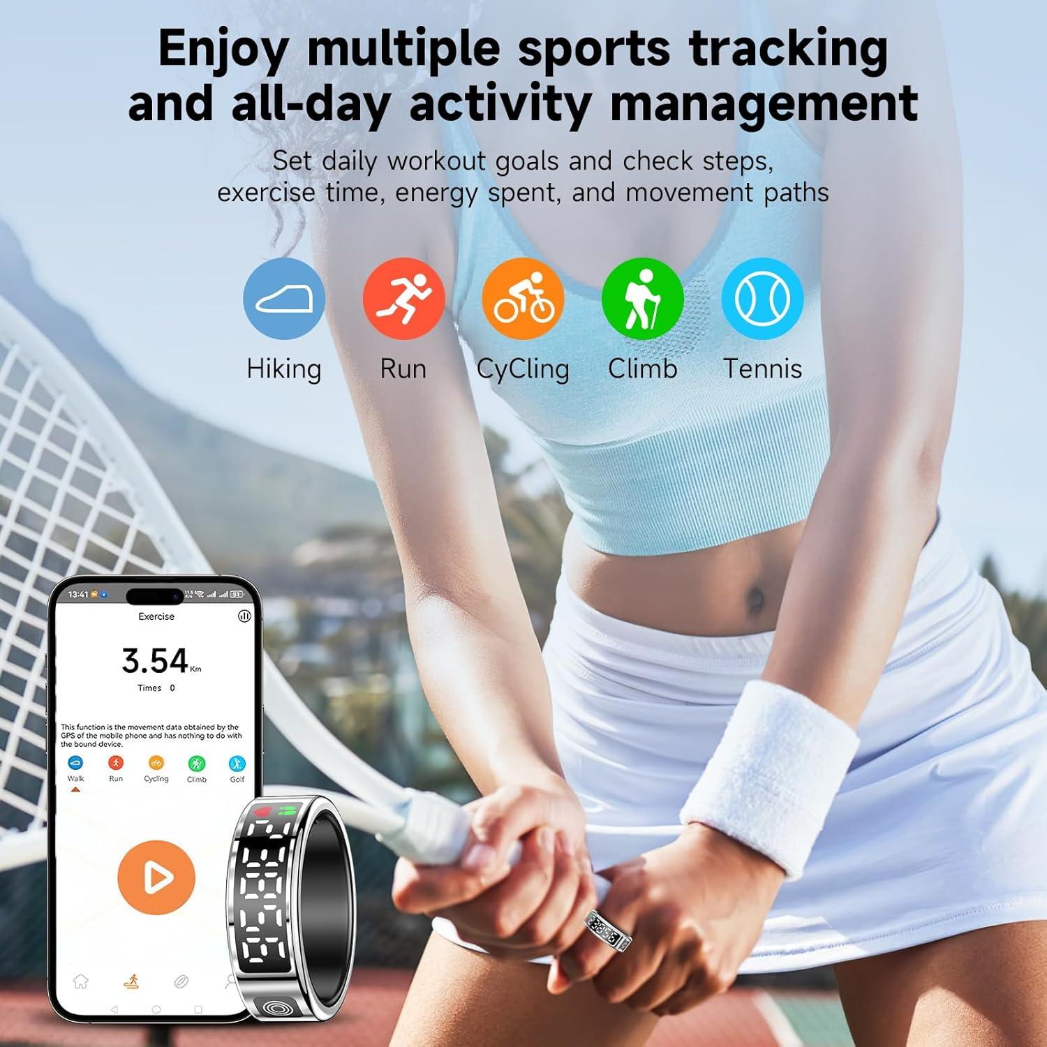 Anillo Inteligente Hugrow SR08 Plata - Monitor de Fitness IP68