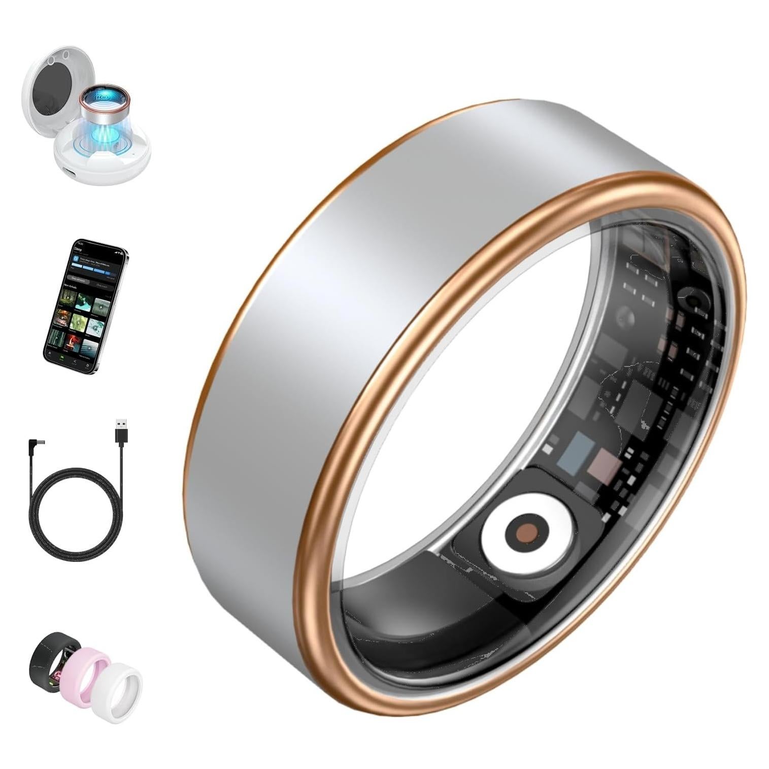 Anillo Inteligente Oucscru Plata 7# Monitoreo Salud y Fitness