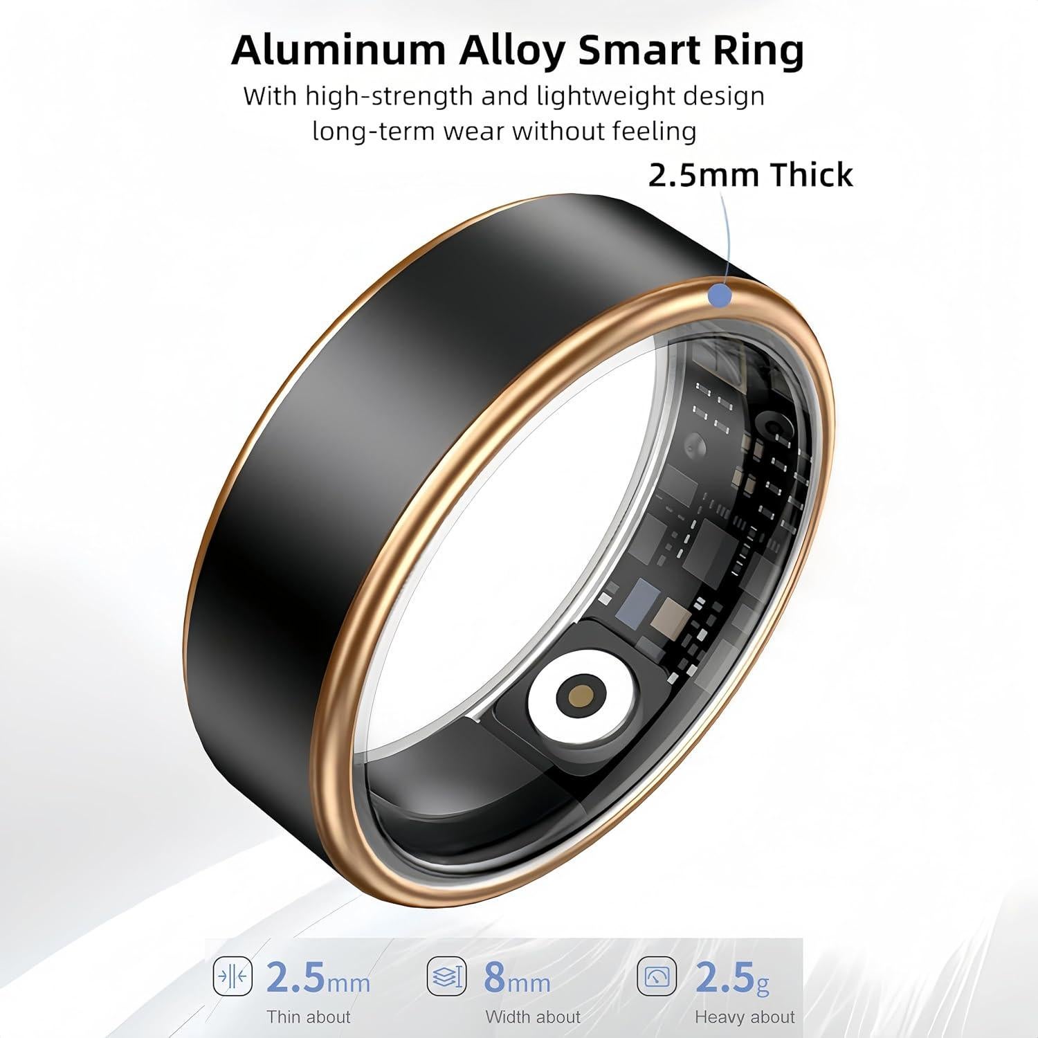 Anillo Inteligente Oucscru Plata 7# Monitoreo Salud y Fitness