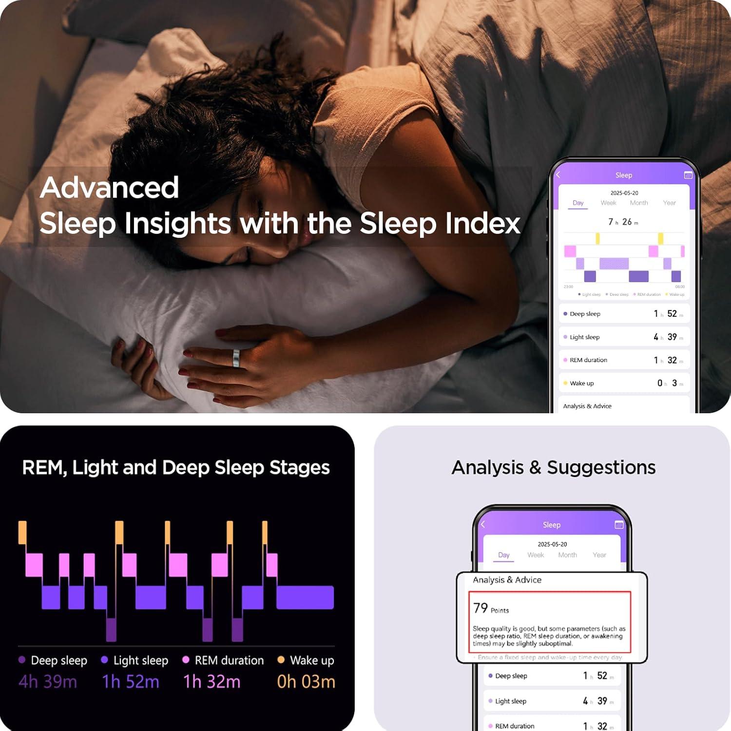Anillo Inteligente BENIO Gen 2 Plata 5ATM Monitoreo Salud