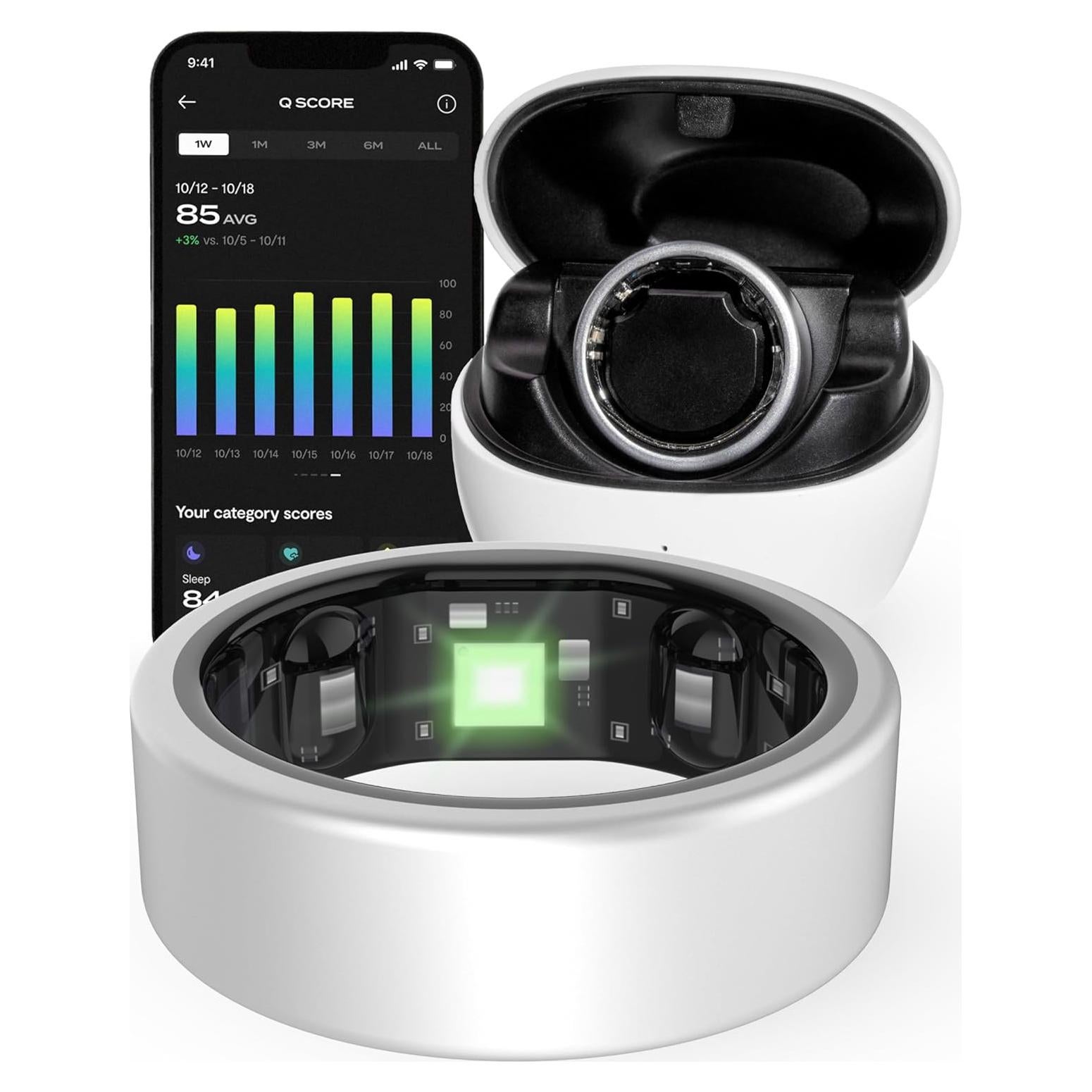 Anillo Inteligente QALO QRNT Plata Mate Talla 7 Salud Fitness