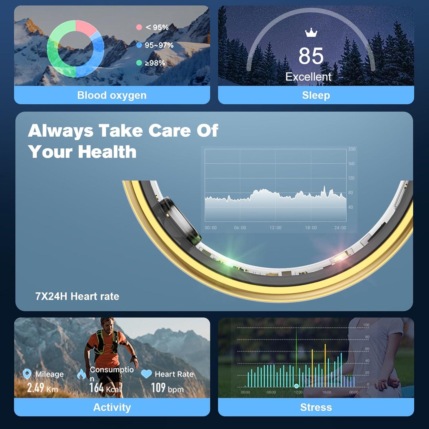 Anillo Inteligente MagLoop Oro 8 - Monitoreo Salud y Sueño