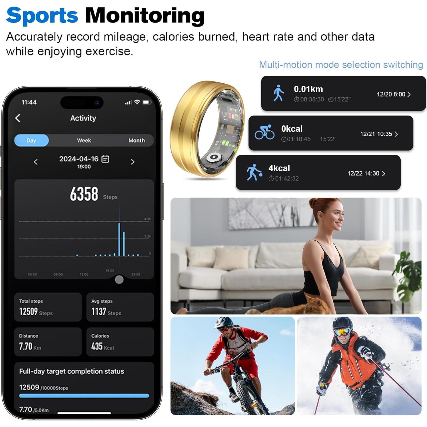 Anillo Inteligente MagLoop Oro 8 - Monitoreo Salud y Sueño