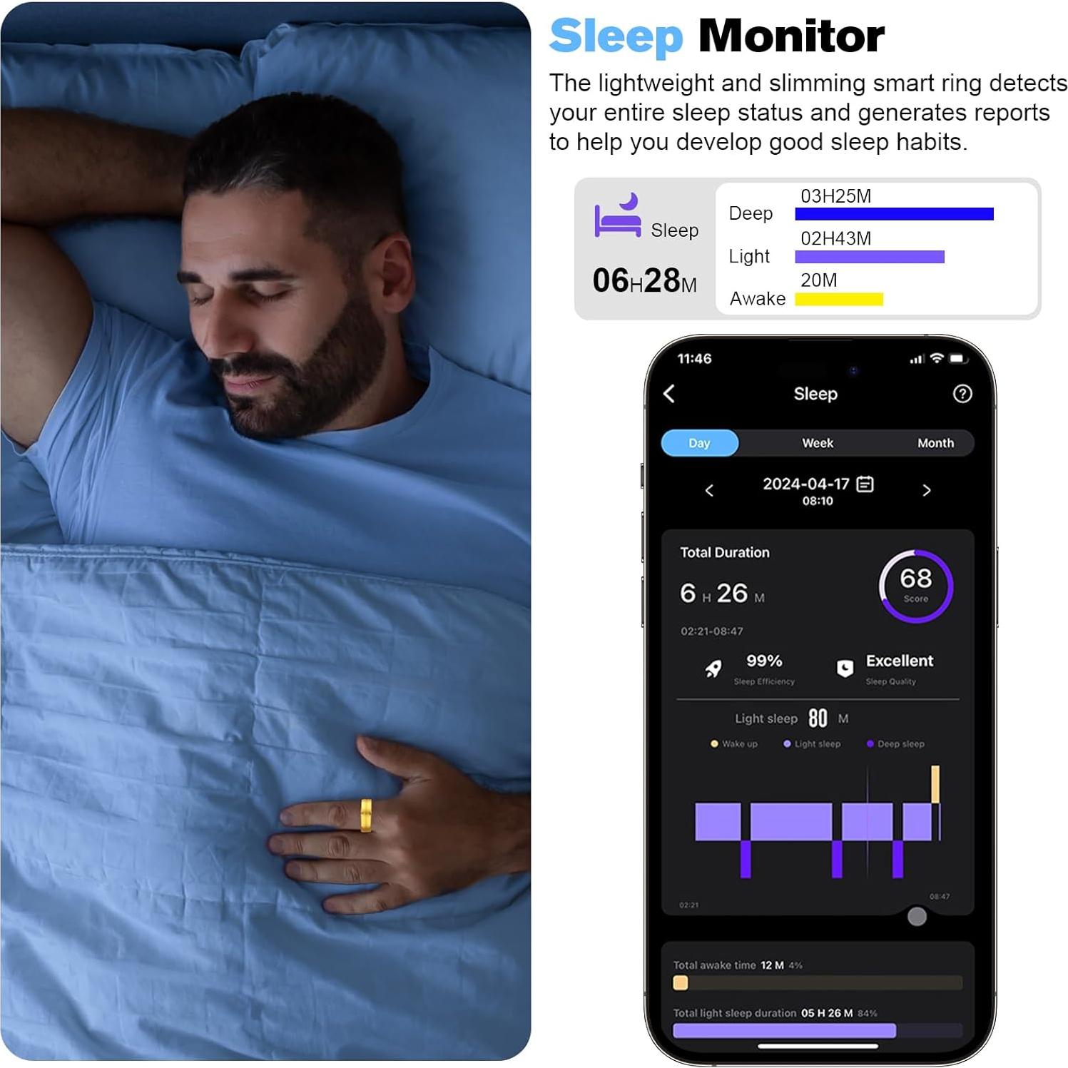 Anillo Inteligente MagLoop Oro 8 - Monitoreo Salud y Sueño