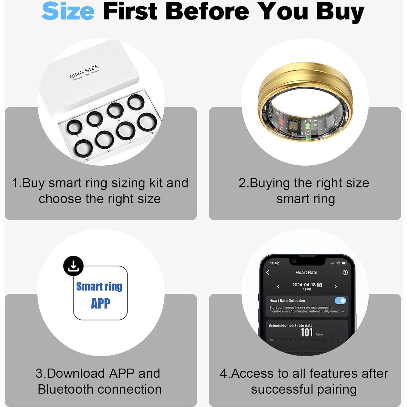 Anillo Inteligente MagLoop Oro 8 - Monitoreo Salud y Sueño