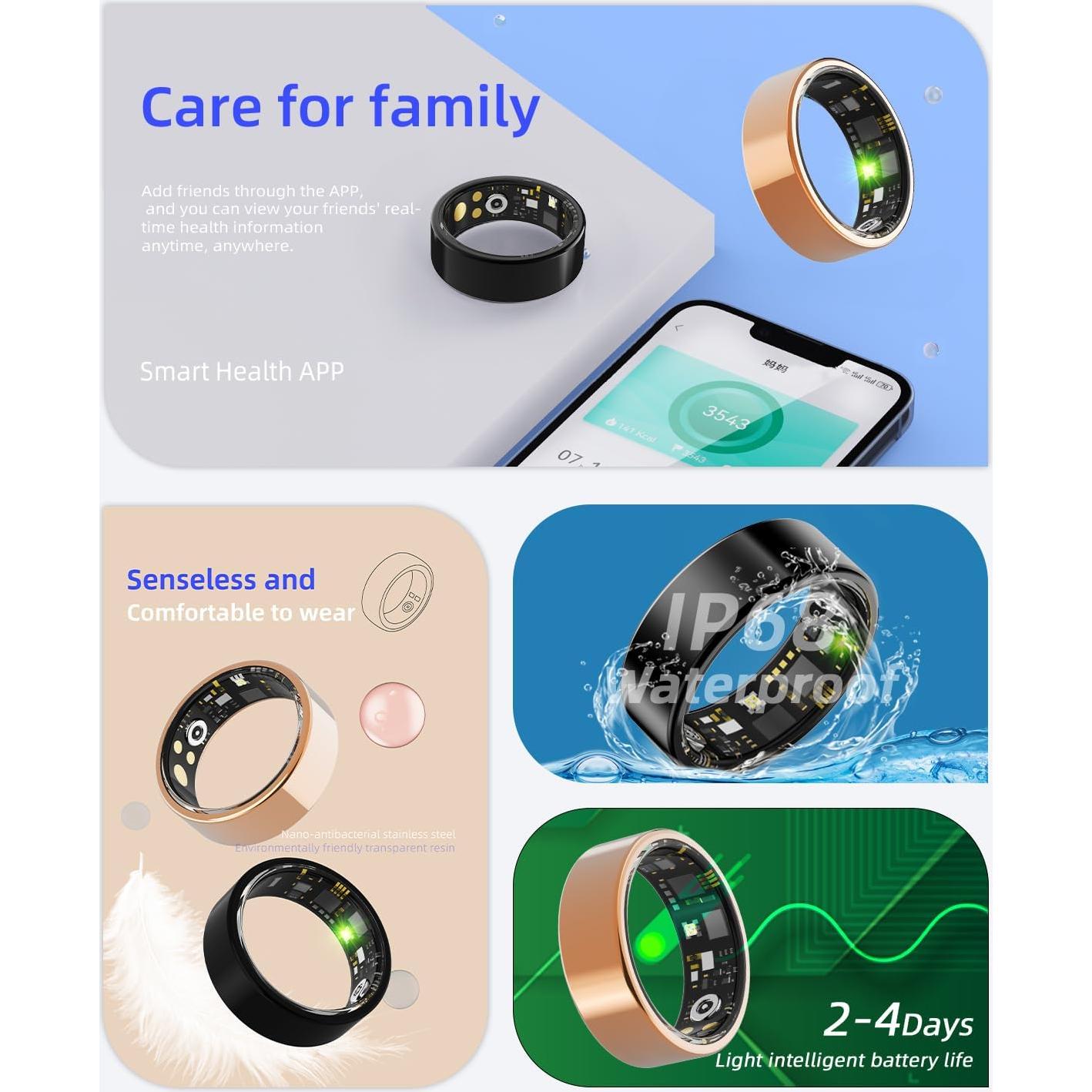 Anillo Inteligente SWISSES Plata 13 - Salud y Sueño IP68