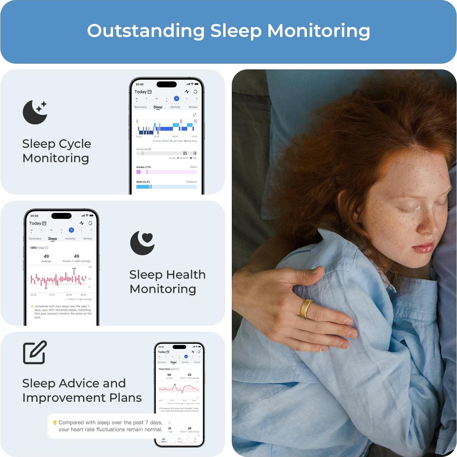 Anillo Inteligente RingConn Plata Tamaño 12 - Monitoreo Salud