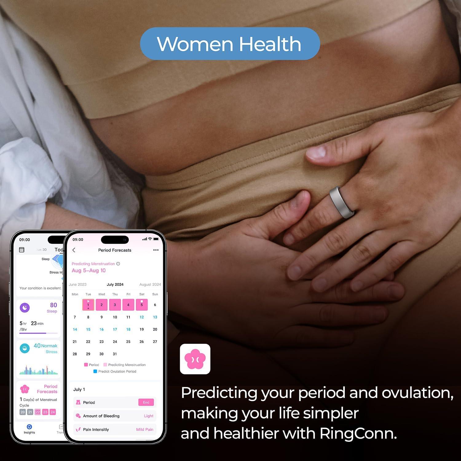 Anillo Inteligente RingConn Plata Tamaño 12 - Monitoreo Salud