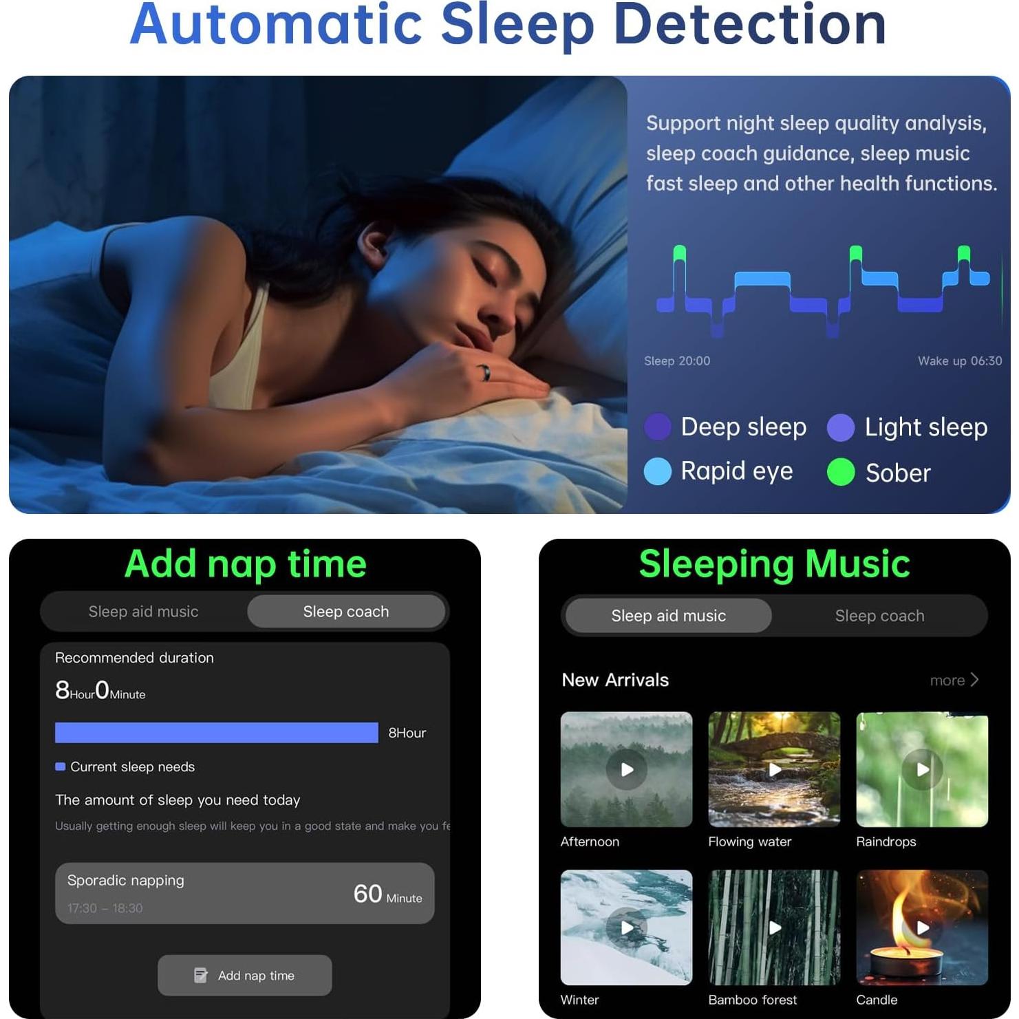 Anillo Inteligente de Salud WNRTSA - Seguimiento Sueño y Frecuencia Cardíaca