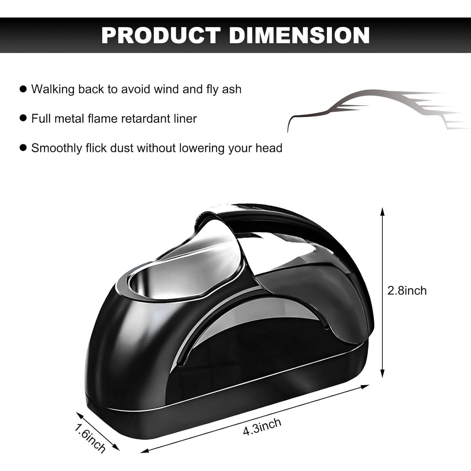 Cenicero de coche Wevdn con tapa y luz LED - Negro