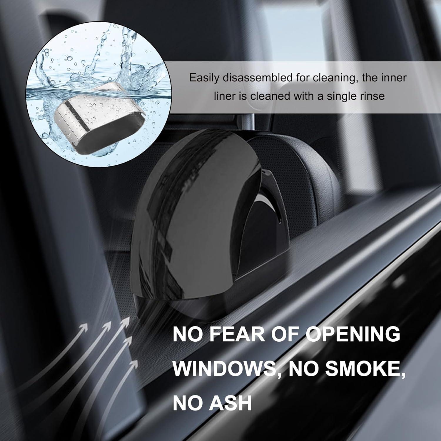 Cenicero de coche Wevdn con tapa y luz LED - Negro