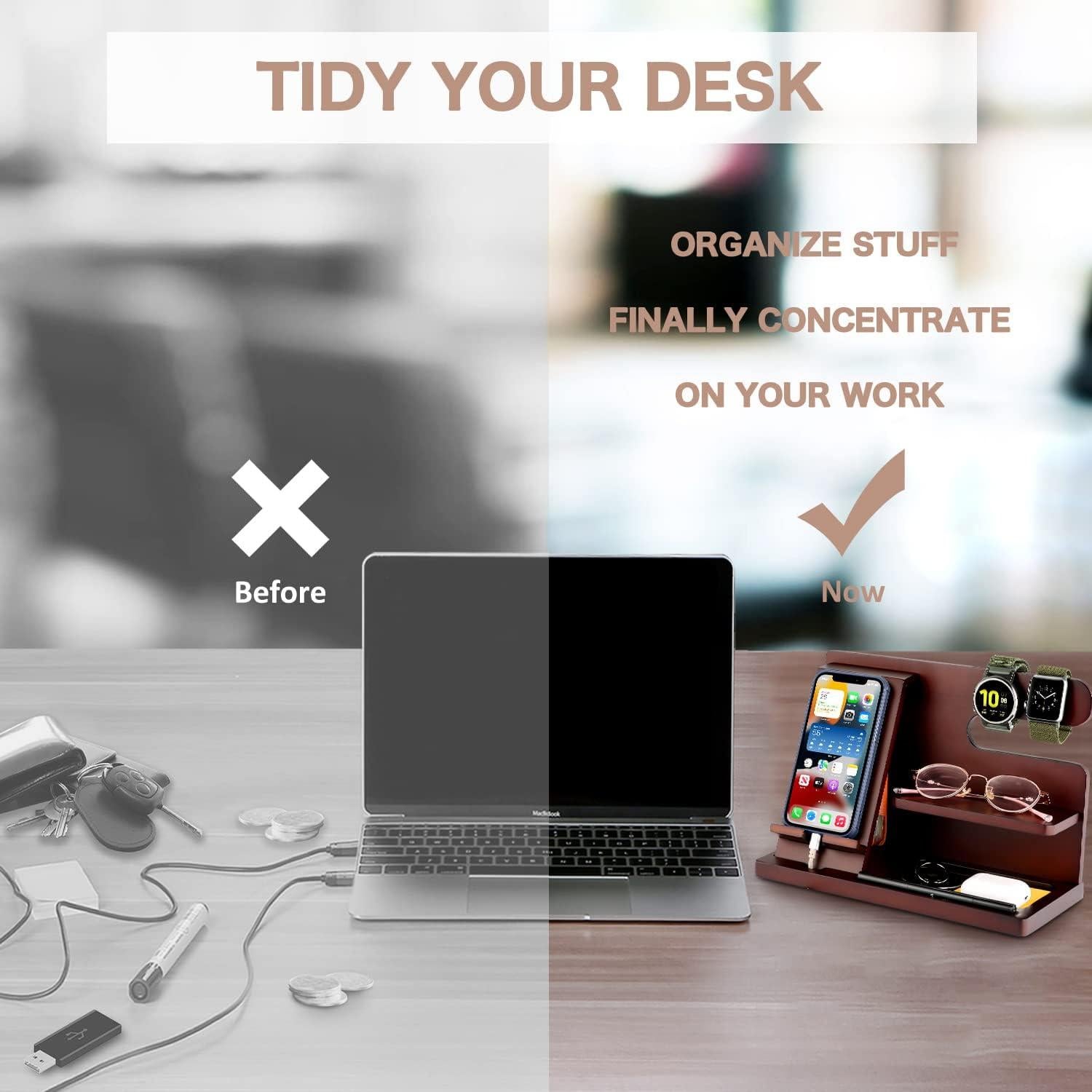 Estación de Acoplamiento de Madera OUTXE, Organizador para Teléfono y Llaves