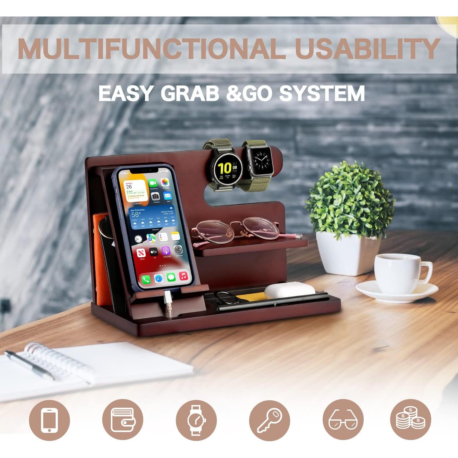 Estación de Acoplamiento de Madera OUTXE, Organizador para Teléfono y Llaves