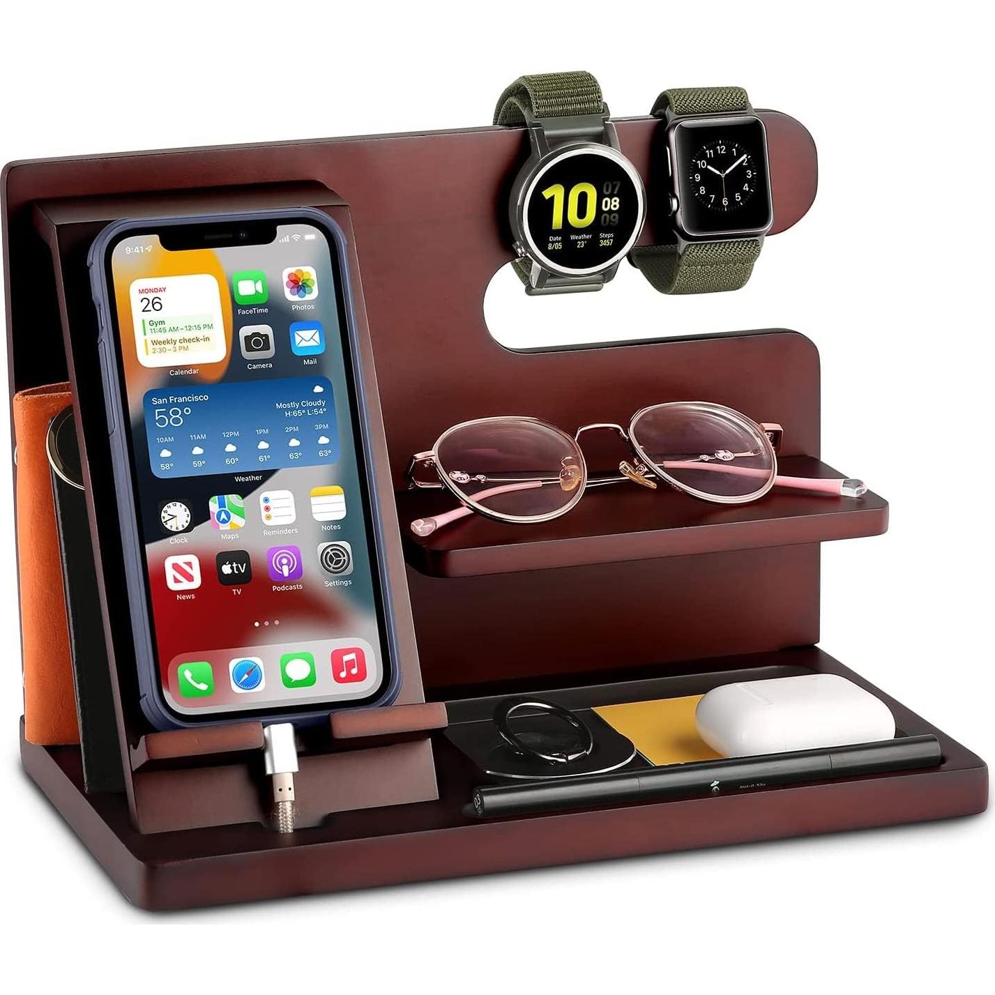 Estación de Acoplamiento de Madera OUTXE, Organizador para Teléfono y Llaves