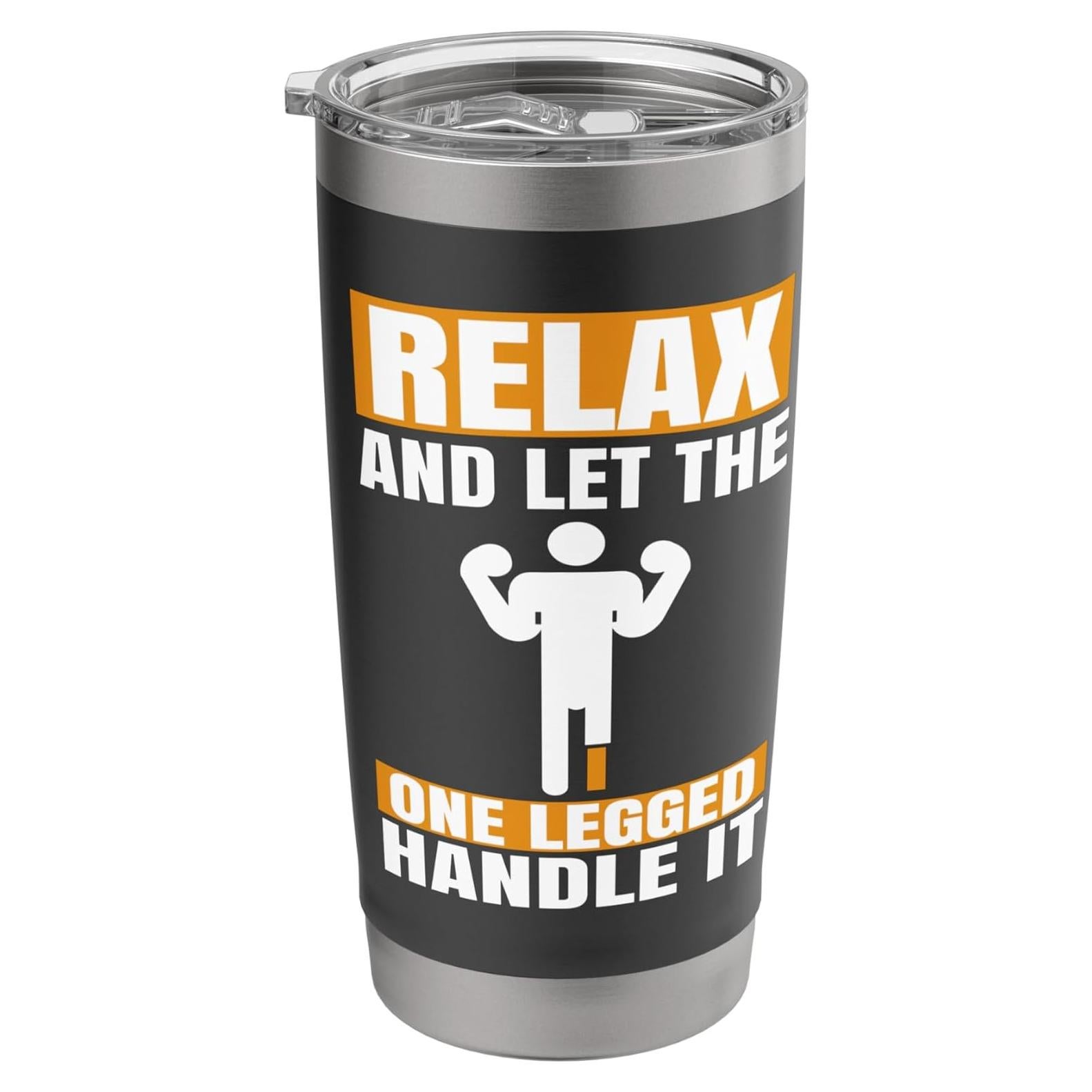 Taza Aislada de Acero Inoxidable 20 oz Negra para Amputados