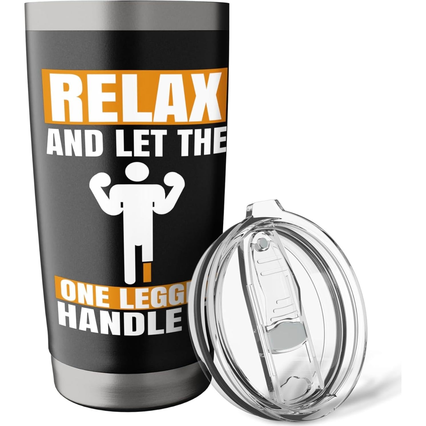 Taza Aislada de Acero Inoxidable 20 oz Negra para Amputados