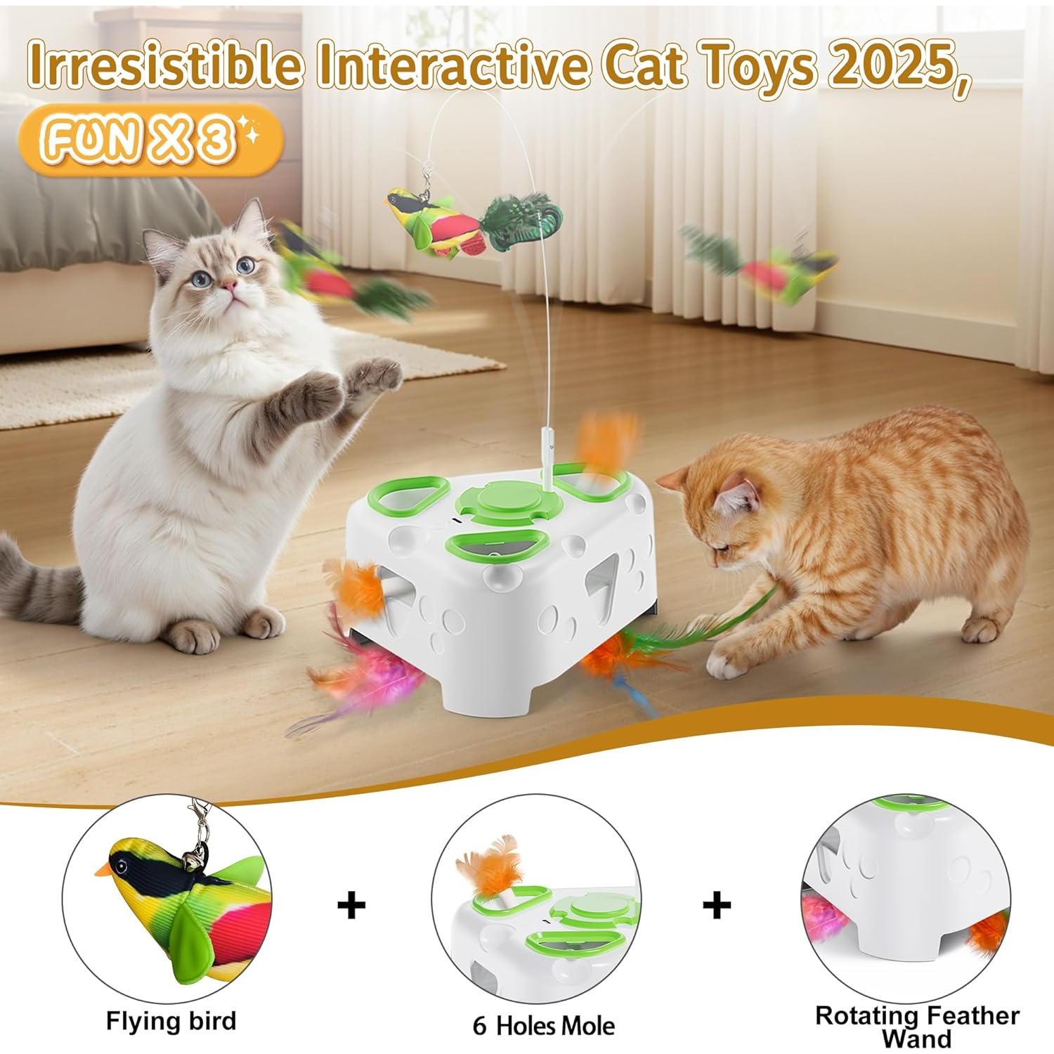 Juguete Interactivo para Gatos PANRIO 3-en-1 con Plumas USB