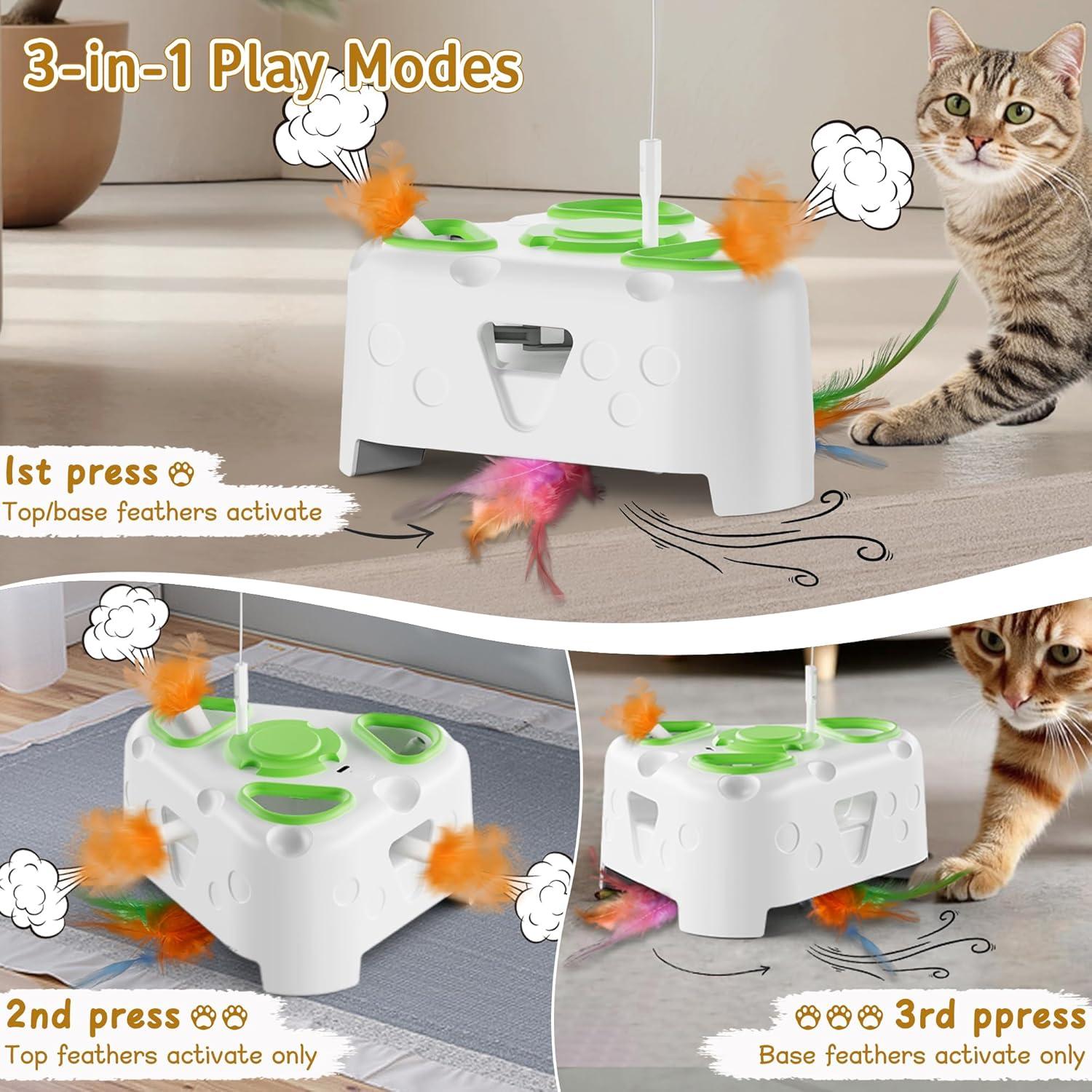 Juguete Interactivo para Gatos PANRIO 3-en-1 con Plumas USB
