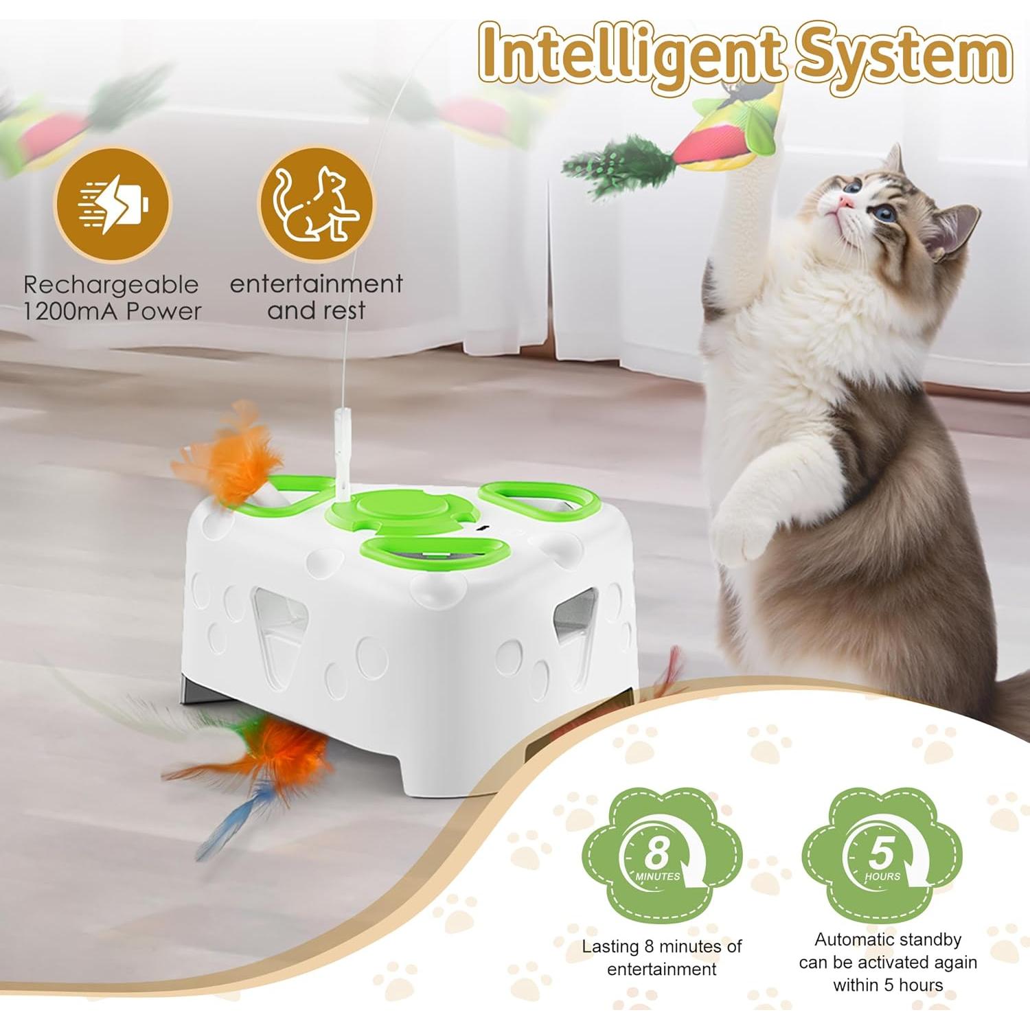 Juguete Interactivo para Gatos PANRIO 3-en-1 con Plumas USB