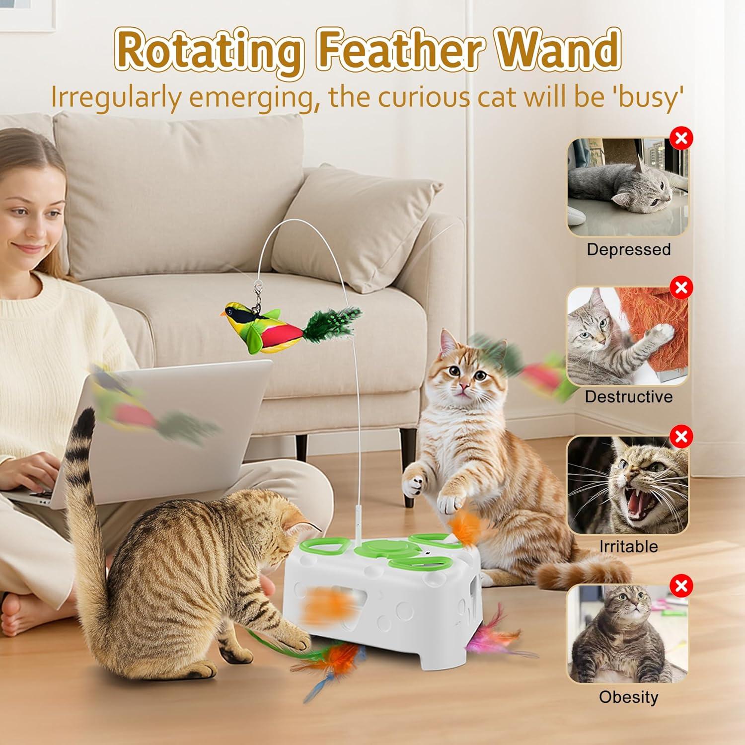 Juguete Interactivo para Gatos PANRIO 3-en-1 con Plumas USB