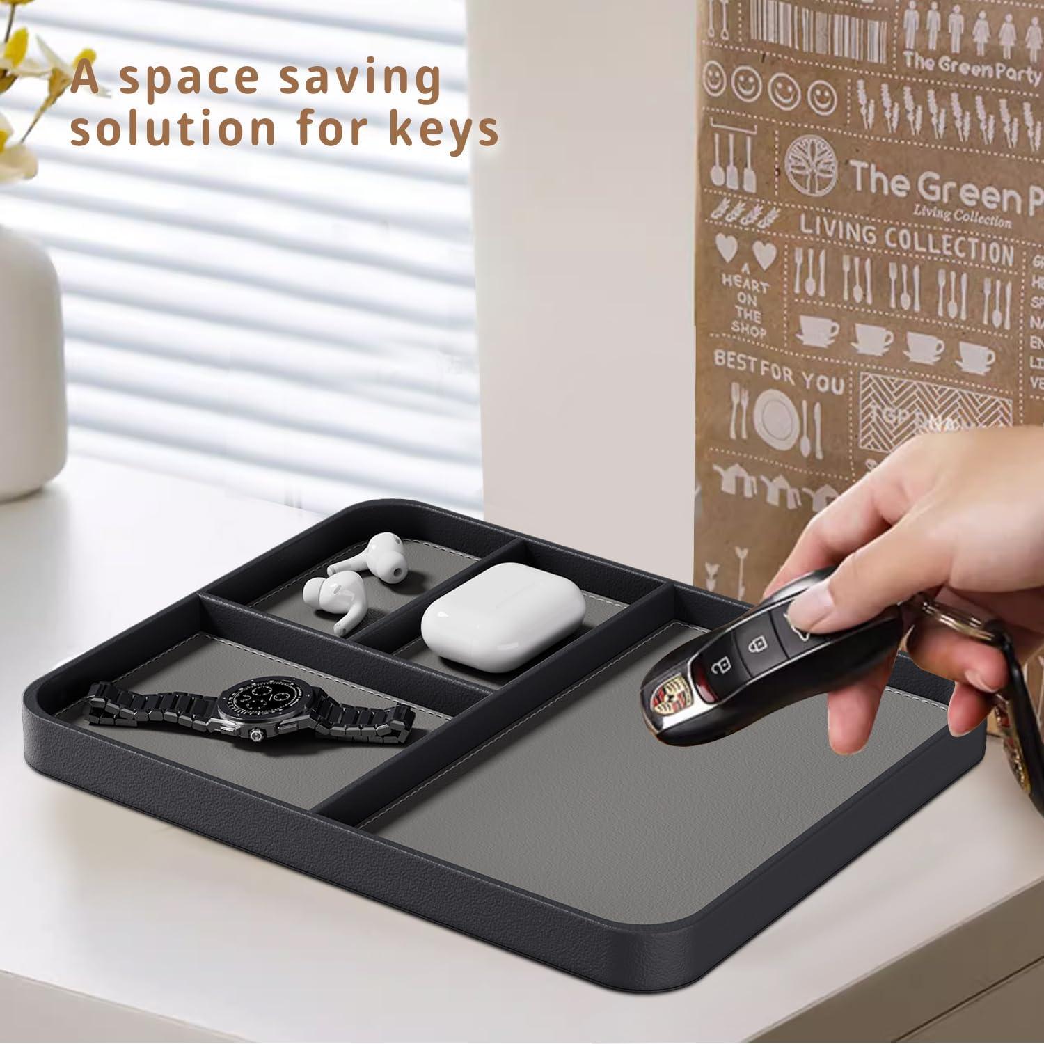 Bandeja de Cuero Vegano PUSU para Hombres - Organizador de Escritorio