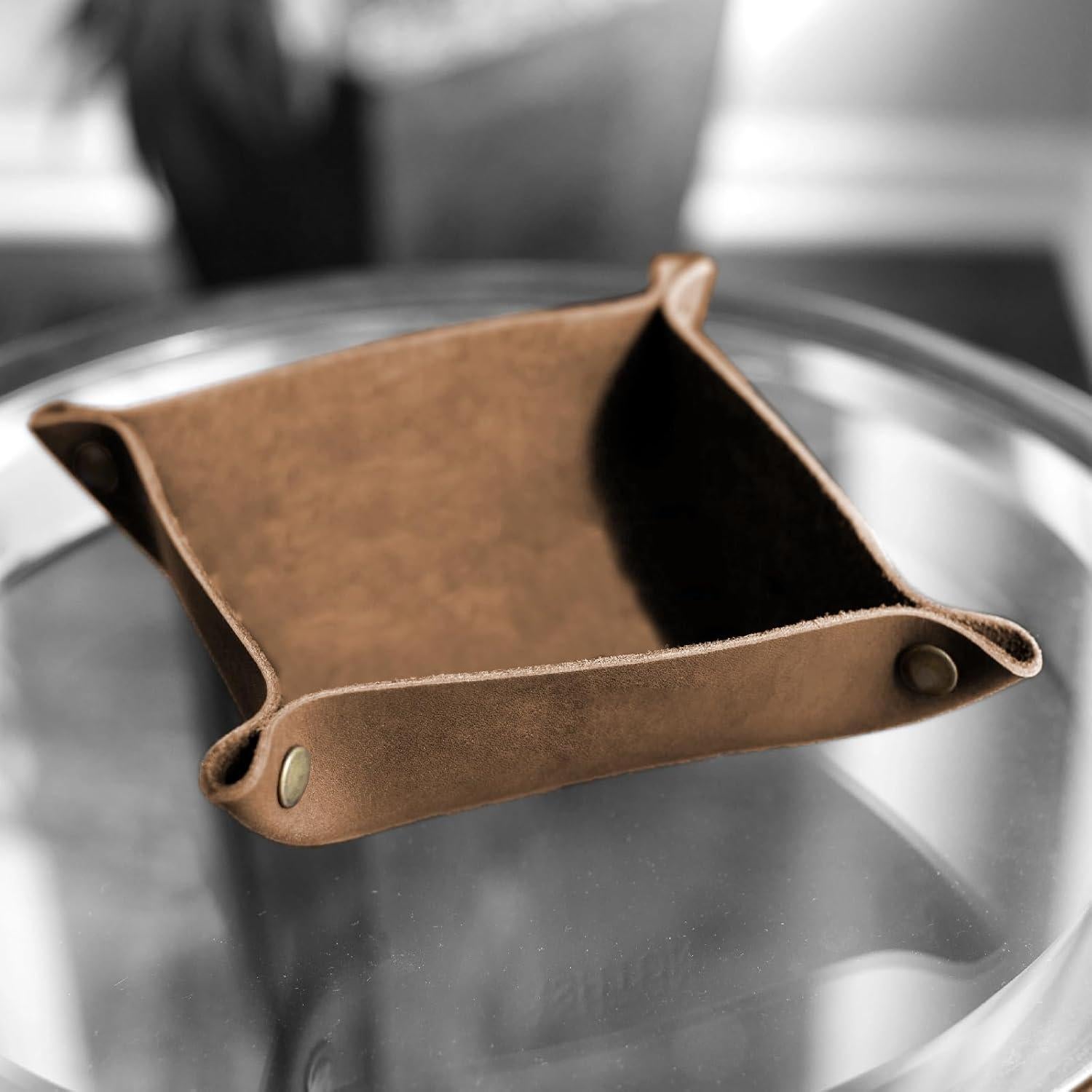 Bandeja Valet de Cuero Genuino Northwind 15.24 cm Hecha a Mano