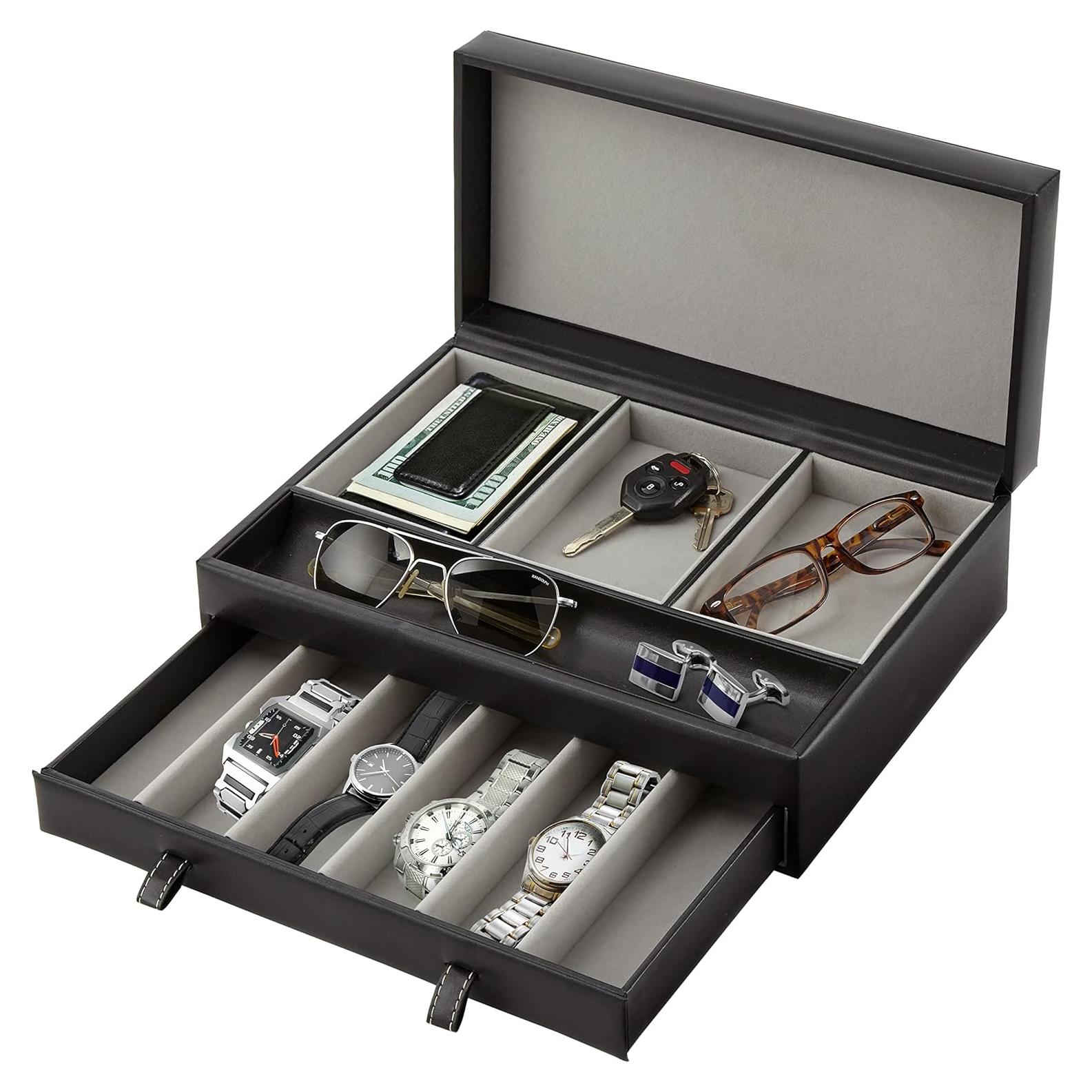 Organizador de Valet para Hombres Stock Your Home - Caja de Joyería con 10 Compartimentos