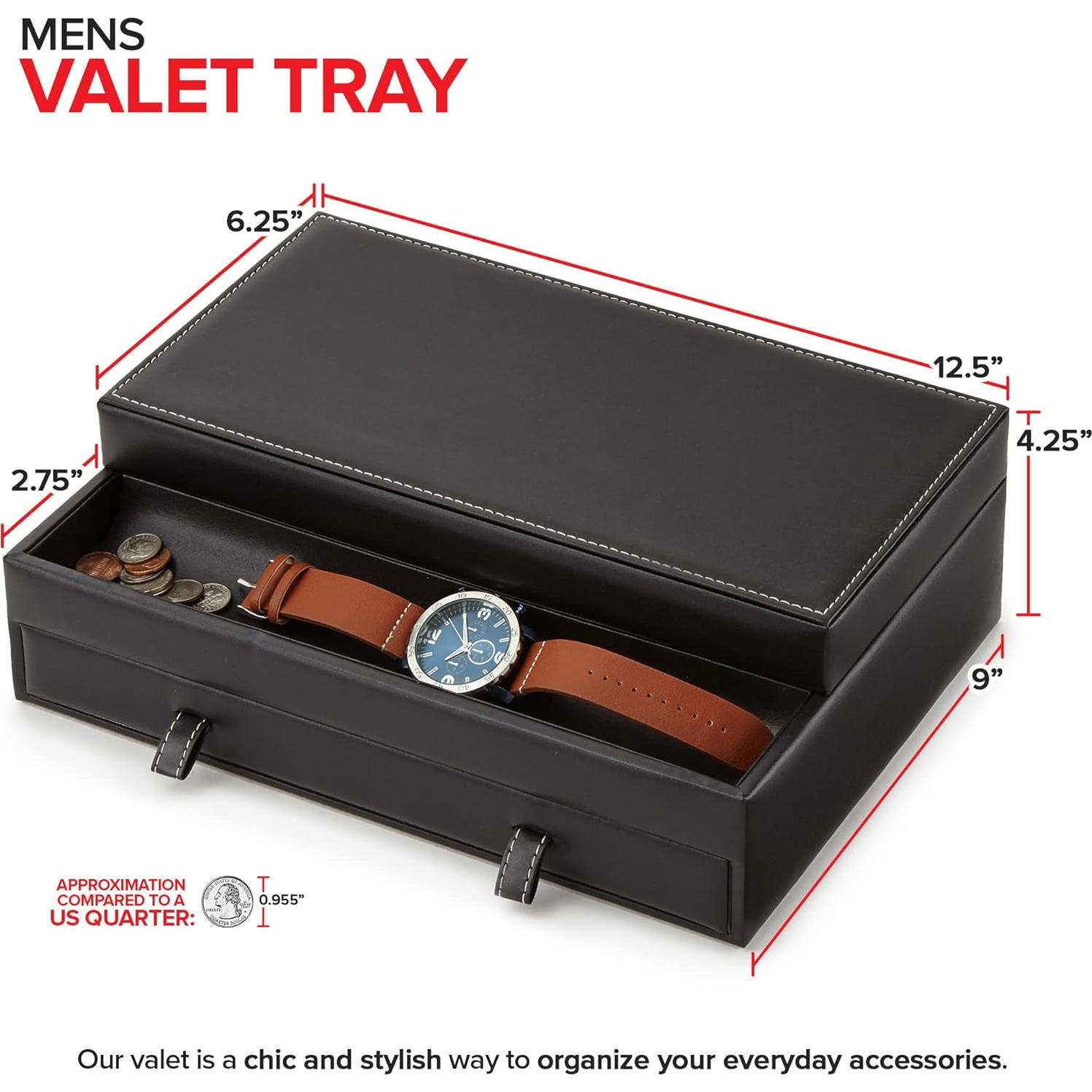 Organizador de Valet para Hombres Stock Your Home - Caja de Joyería con 10 Compartimentos