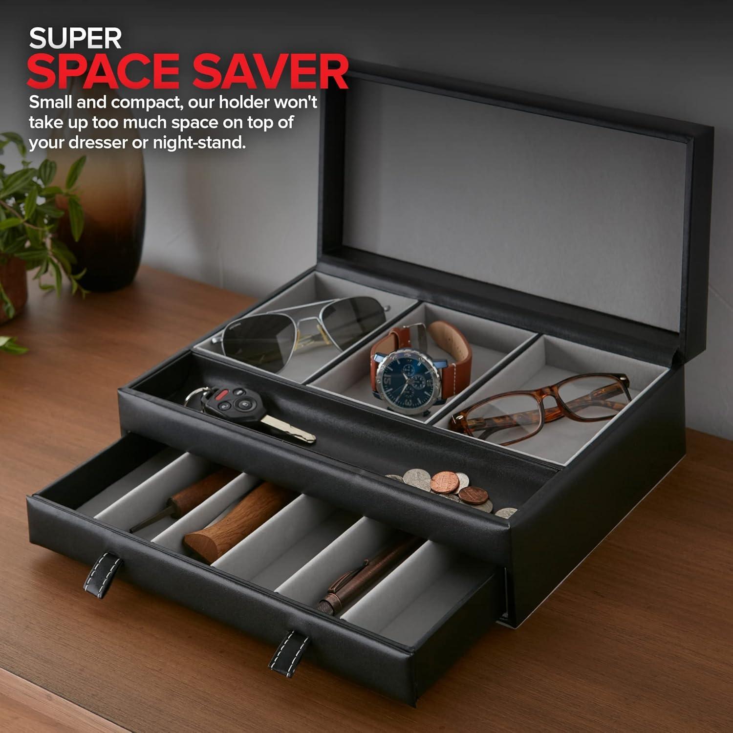 Organizador de Valet para Hombres Stock Your Home - Caja de Joyería con 10 Compartimentos