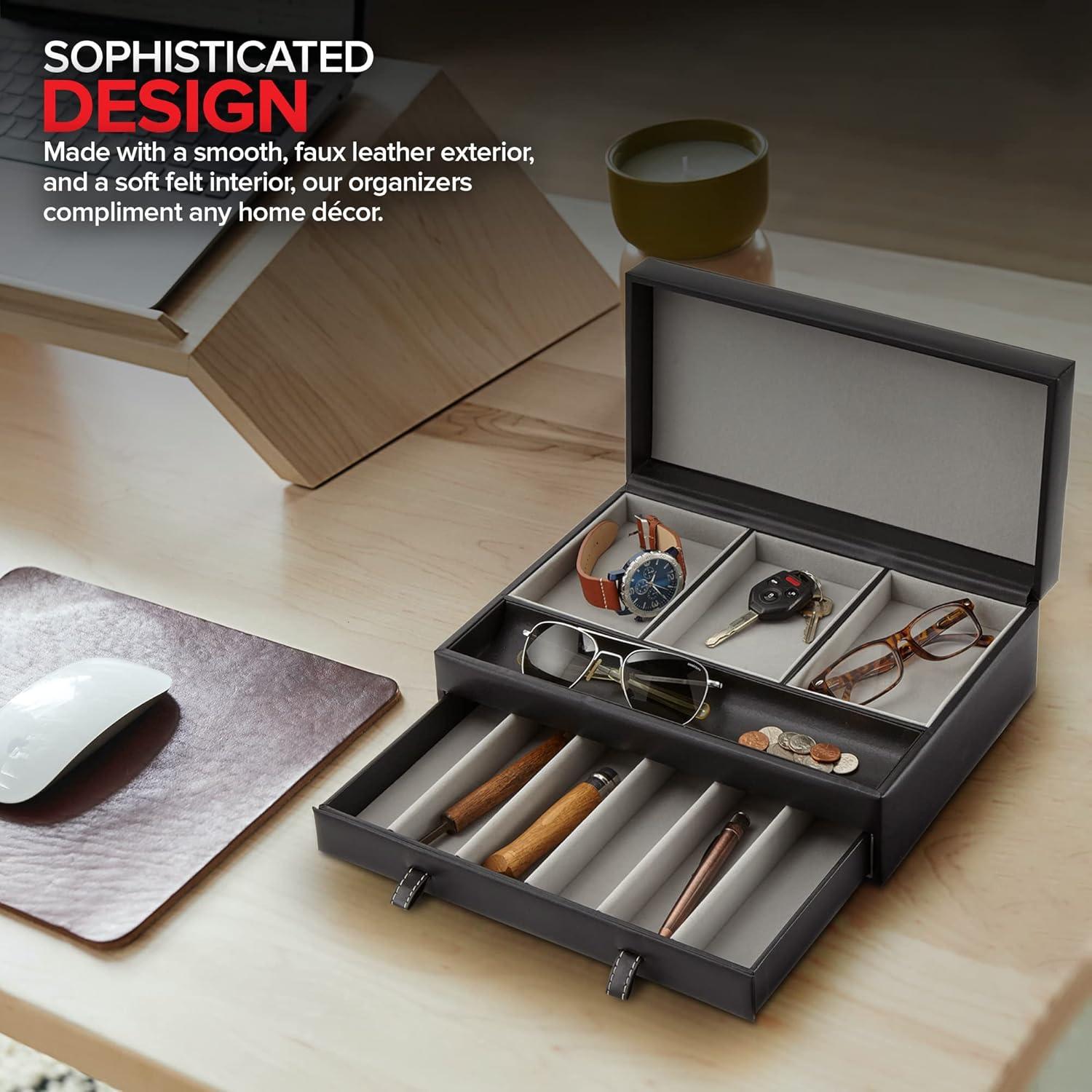 Organizador de Valet para Hombres Stock Your Home - Caja de Joyería con 10 Compartimentos
