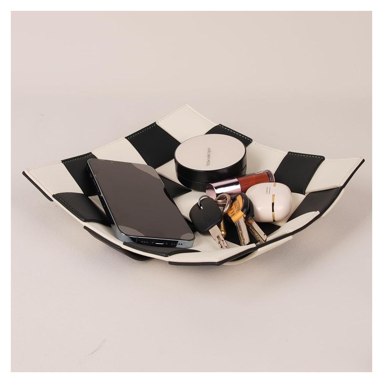 Bandeja de Valet MODOGA Cuero Sintético Tablero Ajedrez 24.1cm