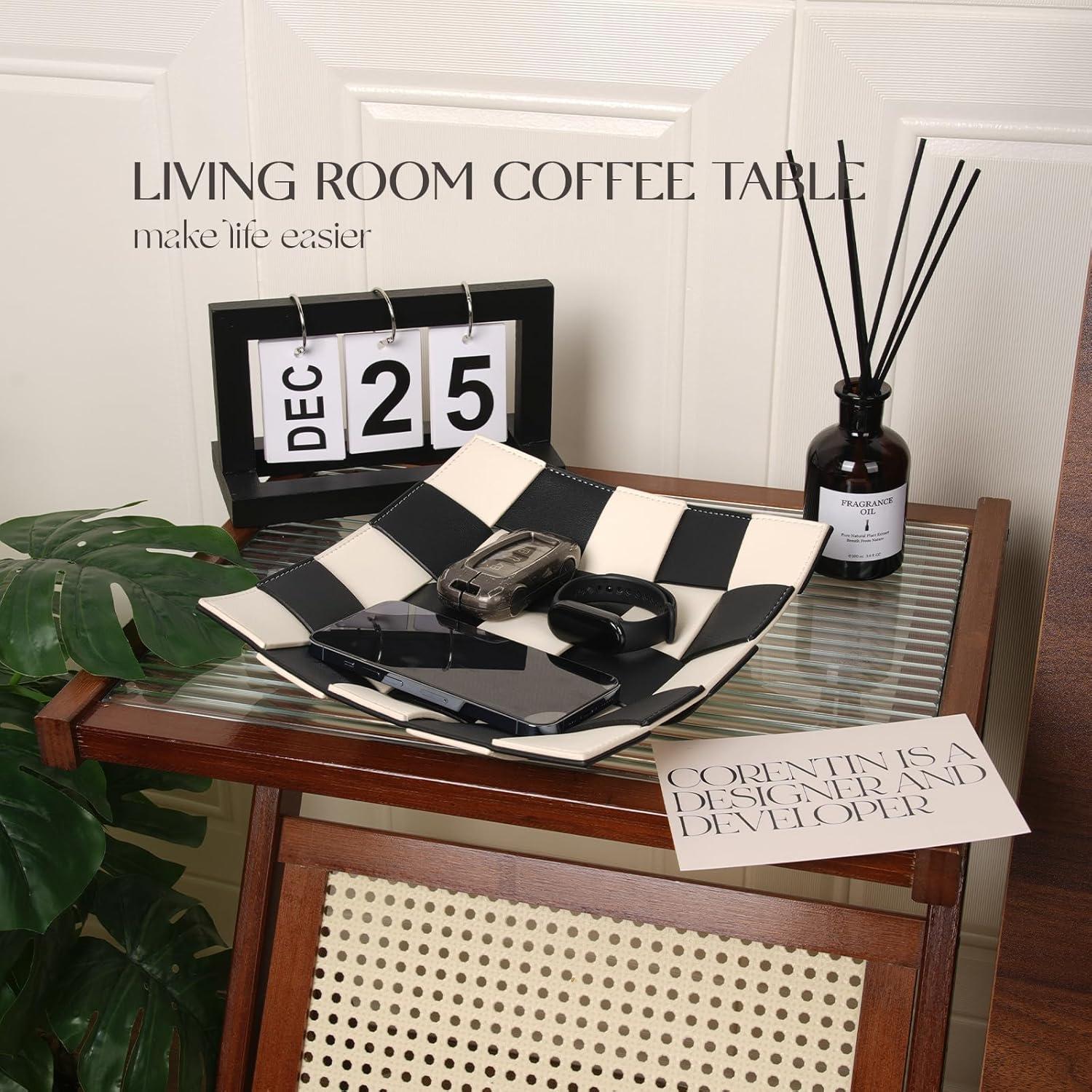 Bandeja de Valet MODOGA Cuero Sintético Tablero Ajedrez 24.1cm