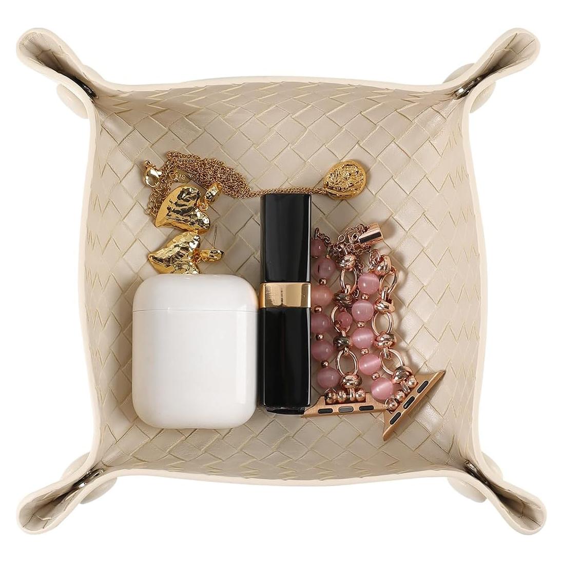 Bandeja de Valet de Cuero Sintético COOLYOUTH Beige 20x0.25cm