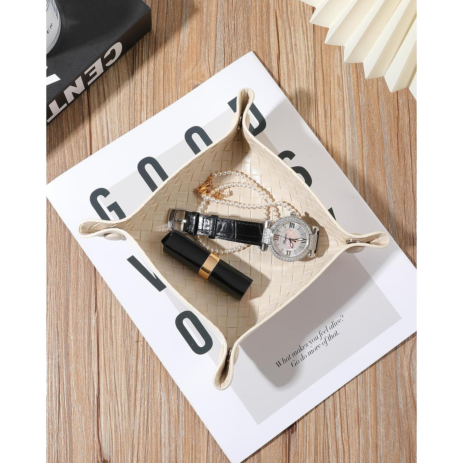 Bandeja de Valet de Cuero Sintético COOLYOUTH Beige 20x0.25cm