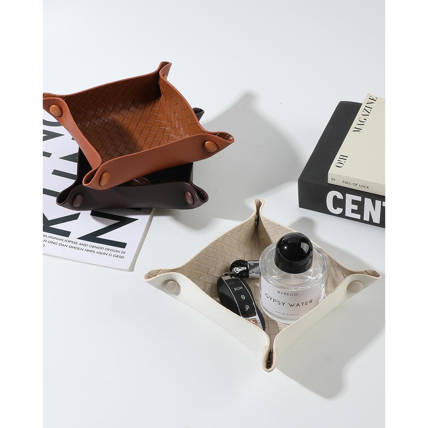 Bandeja de Valet de Cuero Sintético COOLYOUTH Beige 20x0.25cm