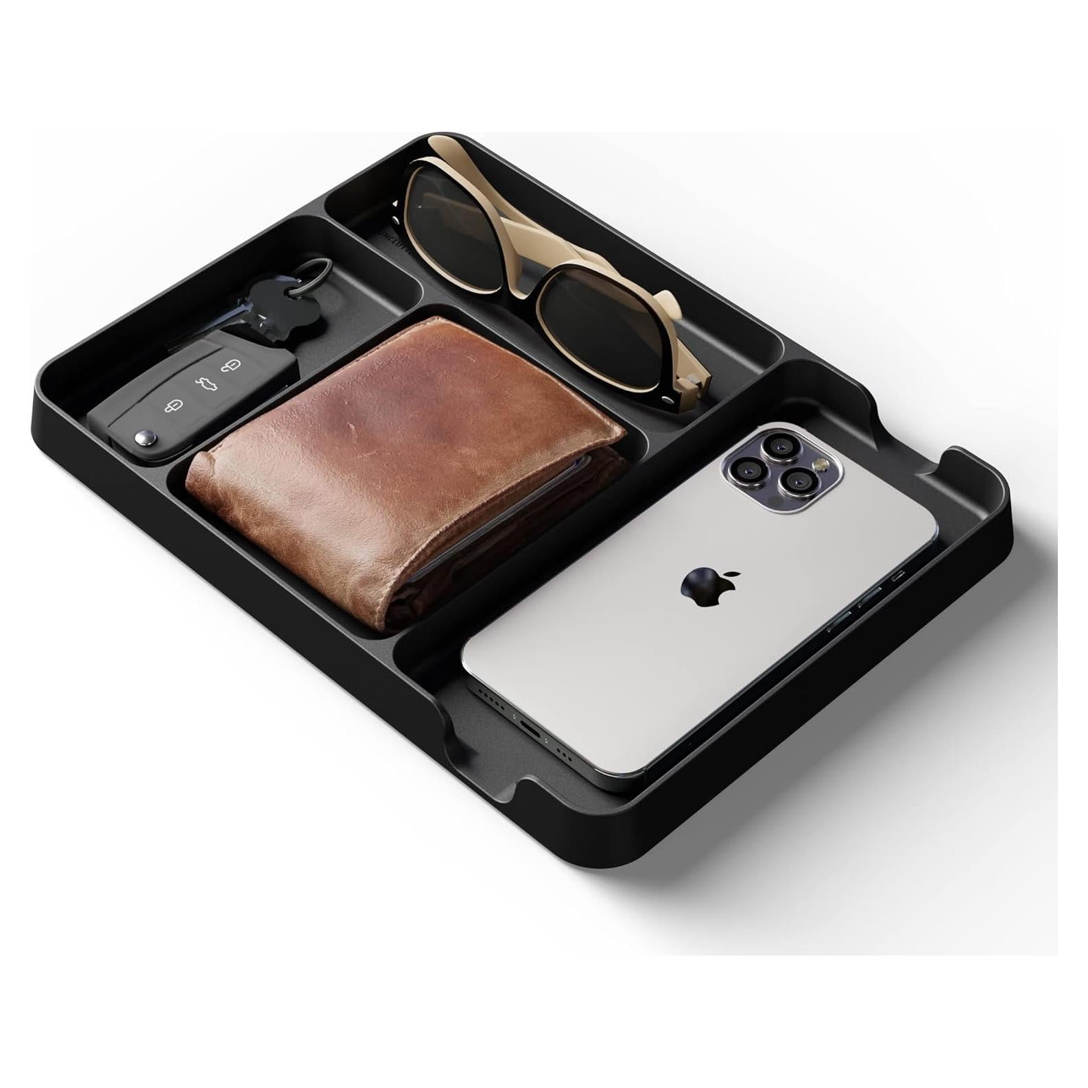 Bandeja de Valet Uncluttered Designs Negra de Bambú 19.6x26.7 cm