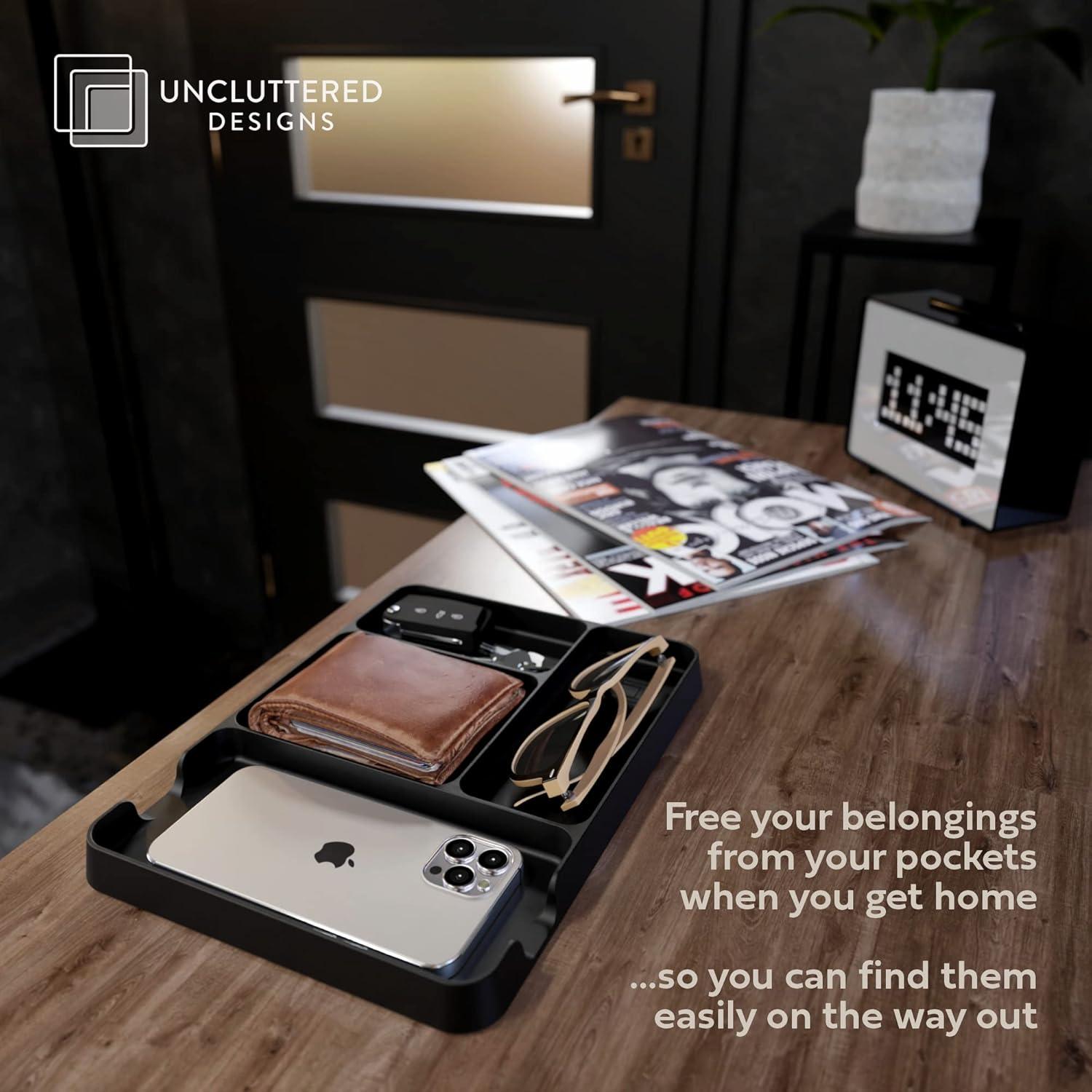 Bandeja de Valet Uncluttered Designs Negra de Bambú 19.6x26.7 cm