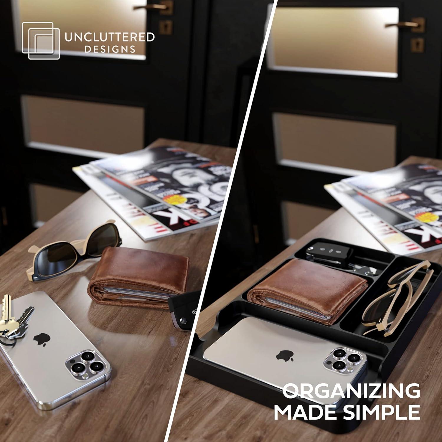 Bandeja de Valet Uncluttered Designs Negra de Bambú 19.6x26.7 cm