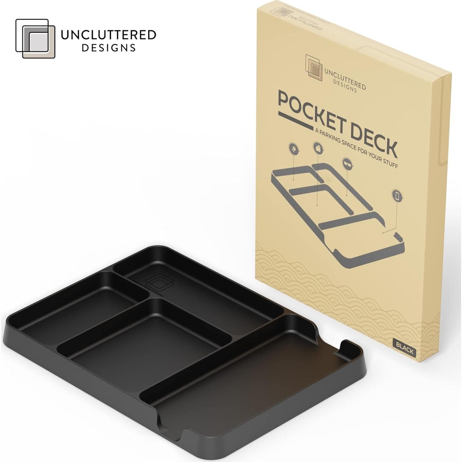 Bandeja de Valet Uncluttered Designs Negra de Bambú 19.6x26.7 cm