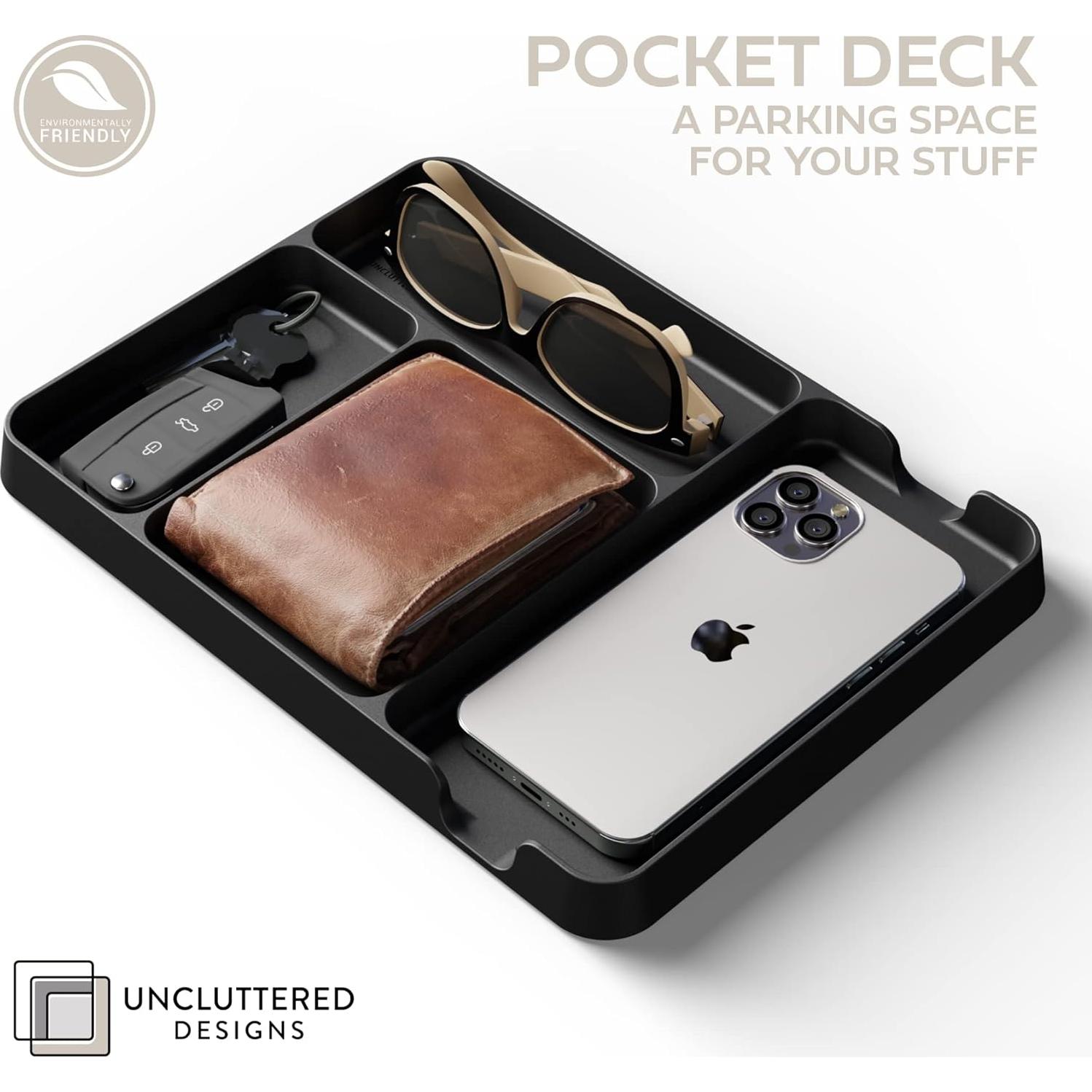 Bandeja de Valet Uncluttered Designs Negra de Bambú 19.6x26.7 cm